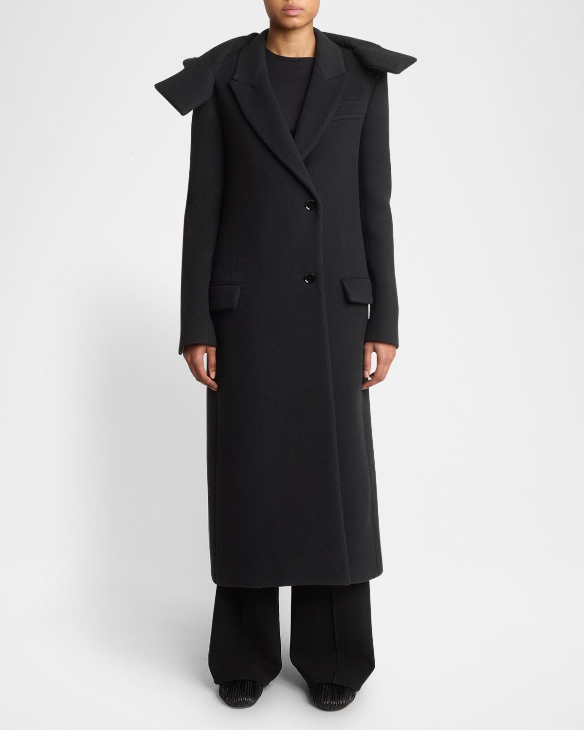 Reed Brushed Melange Wool Hooded Coat