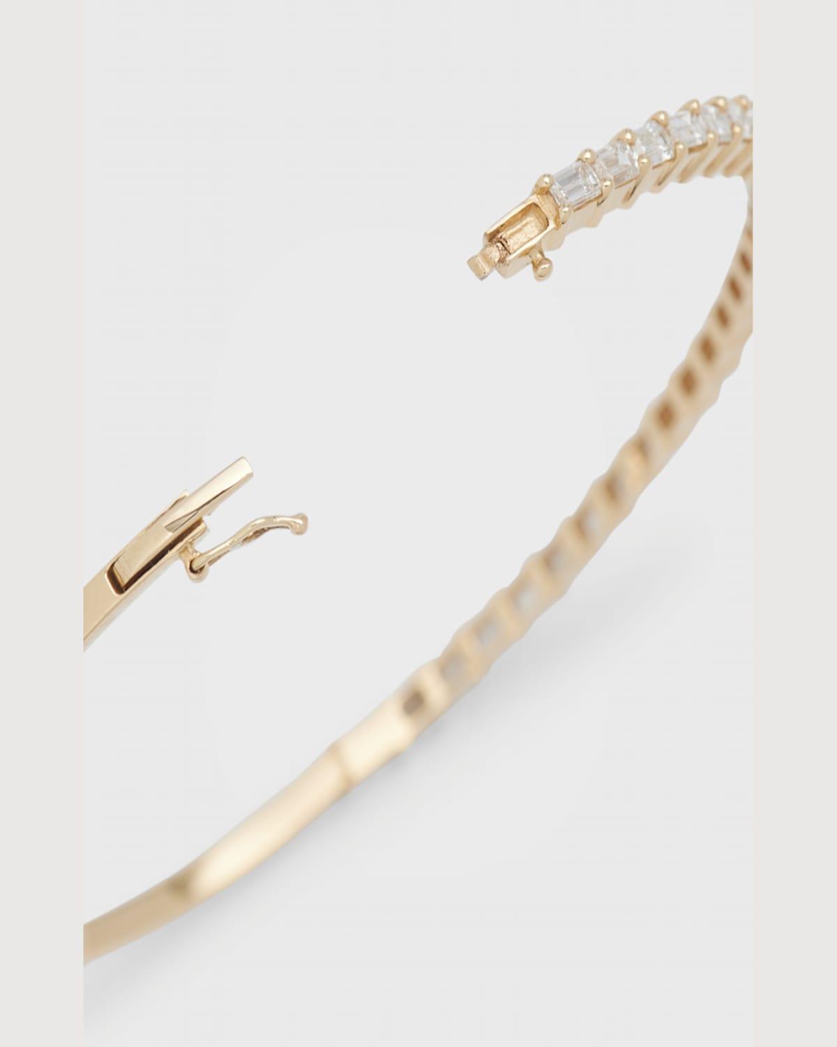 14K Gold Emerald-Cut Diamond Bangle