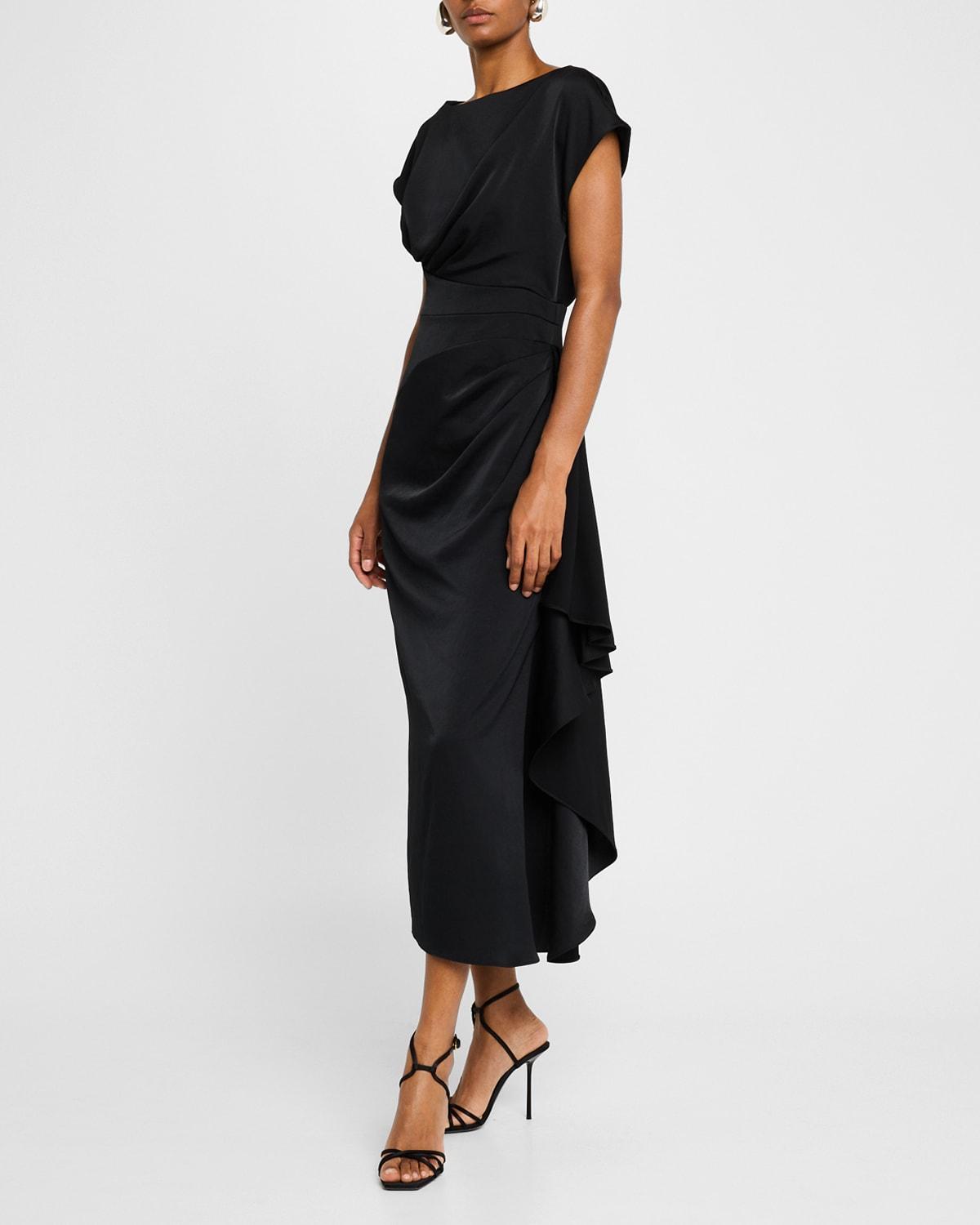 Florence Draped Short-Sleeve Midi Dress