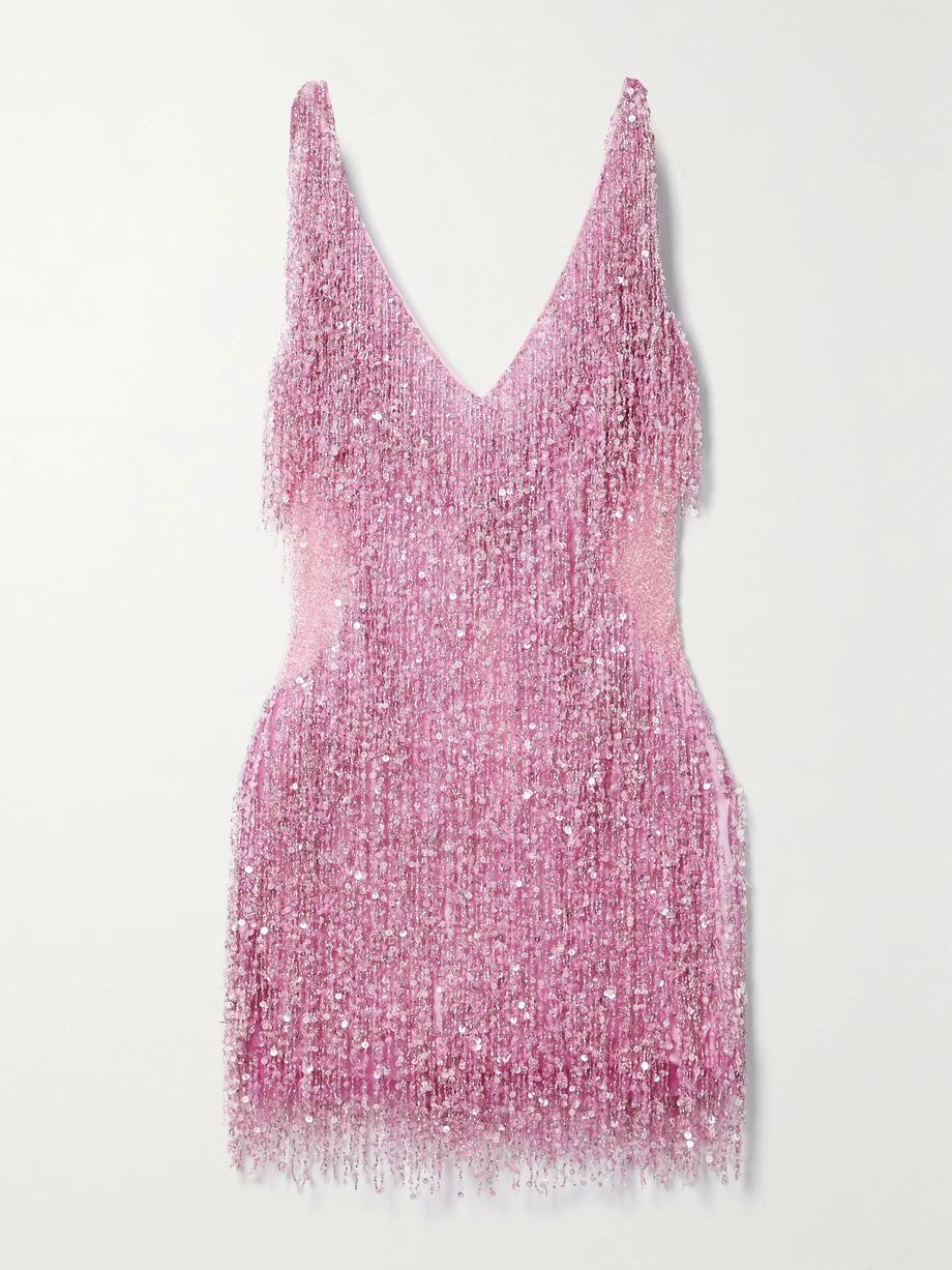 Gatsby embellished tulle mini dress