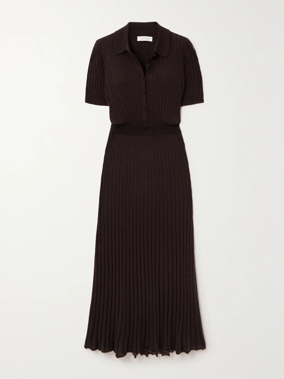 Amor ribbed cashmere and silk-blend midi dress