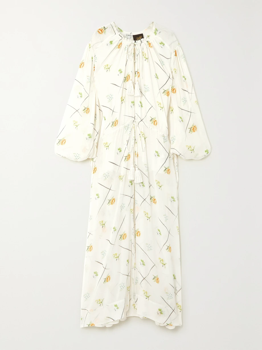 Floral-print crepon maxi dress