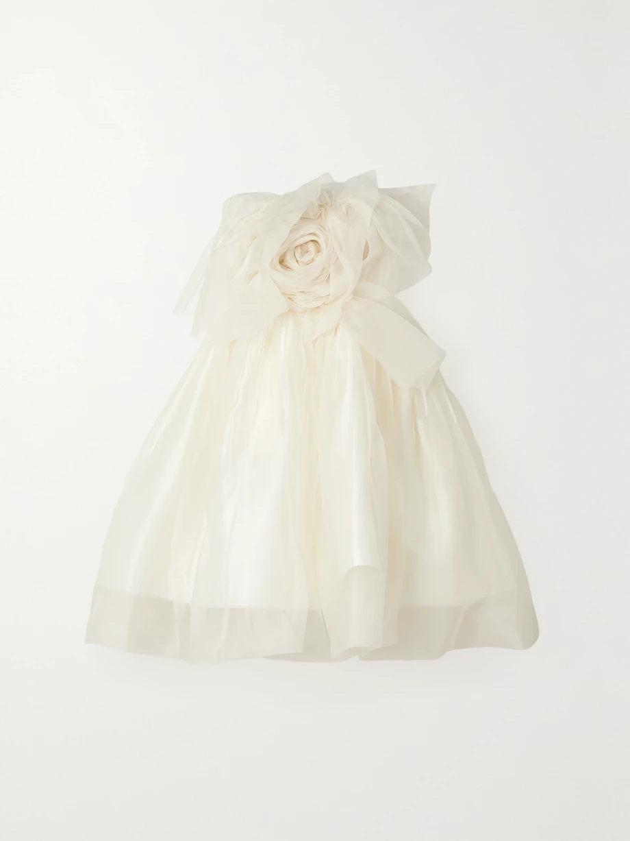 Lottie strapless appliquéd silk-organza mini dress