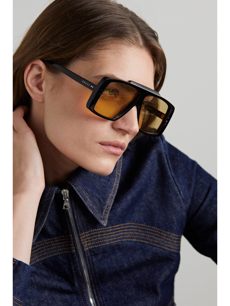 Oversized aviator-style acetate sunglasses