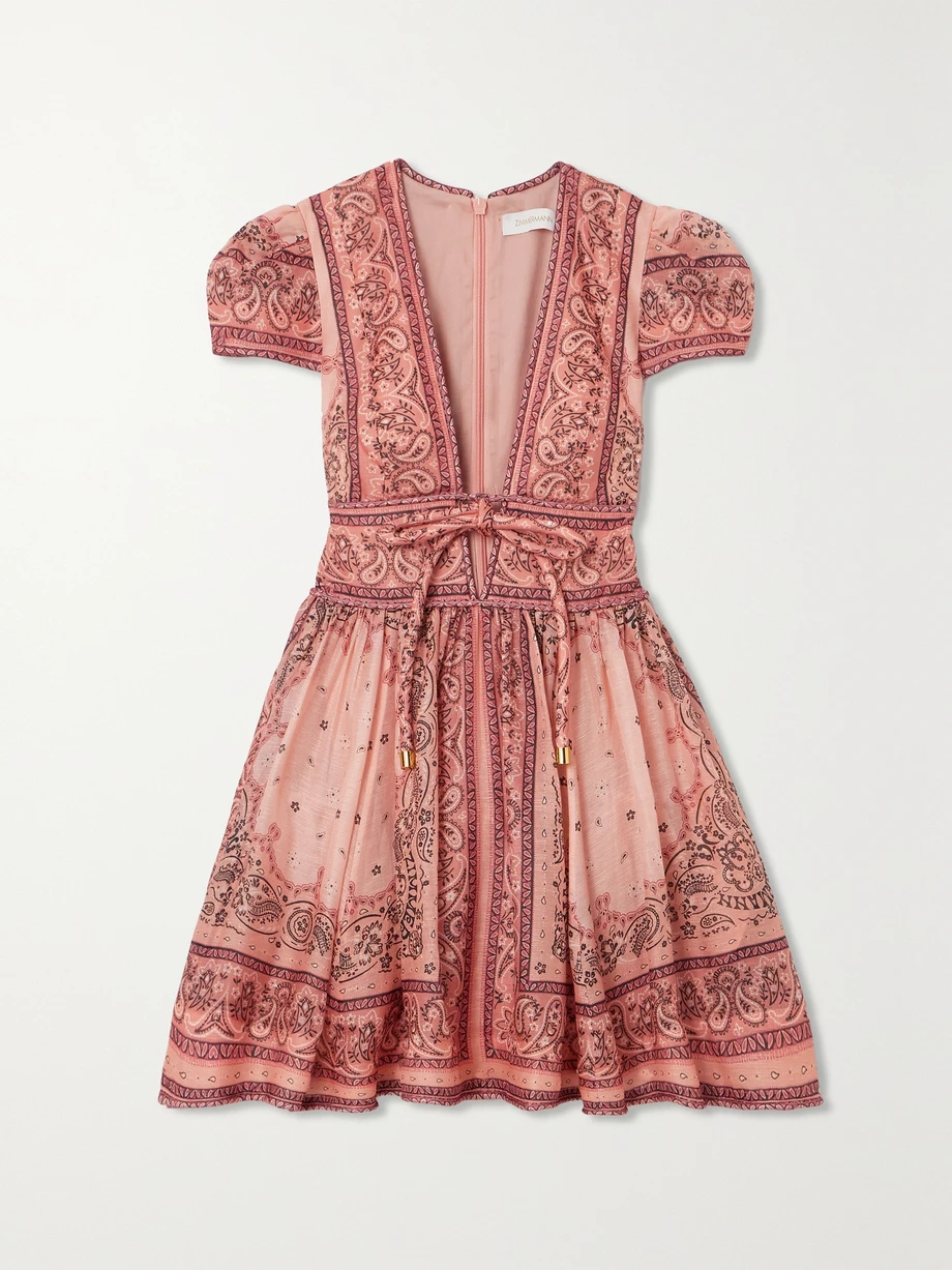 Matchmaker bandana-print linen and silk-blend mini dress