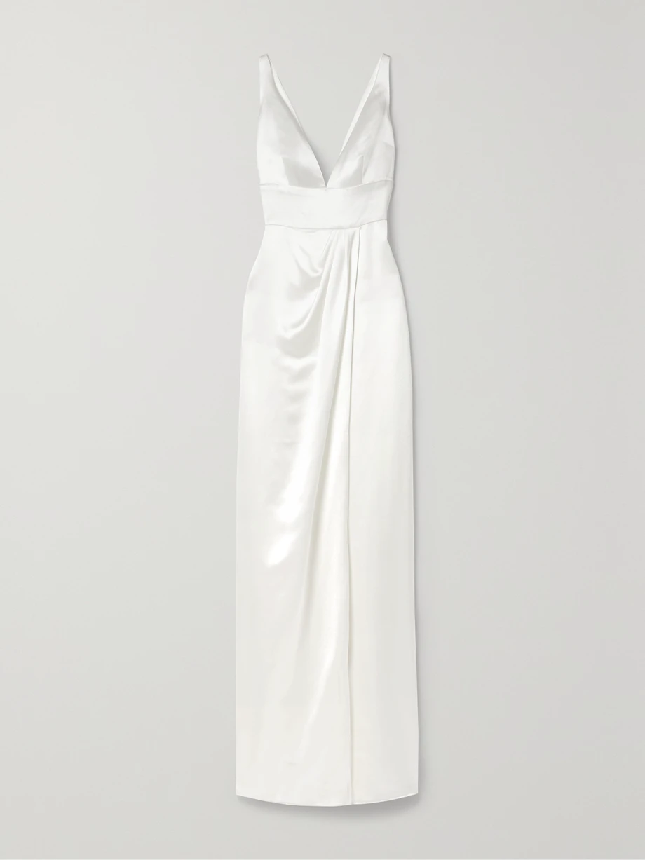 Virginia draped silk-satin gown