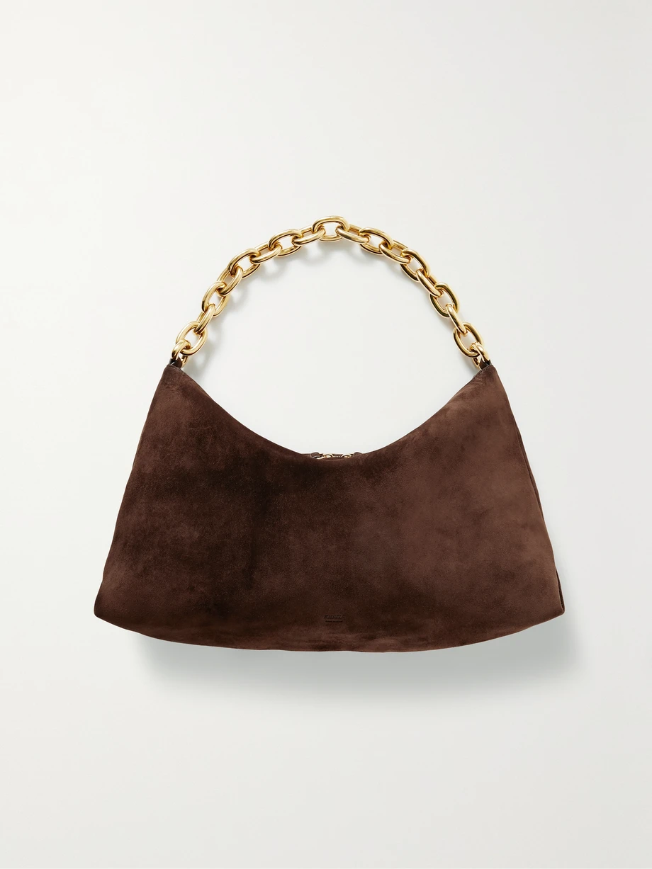 Clara chain-embellished suede shoulder bag