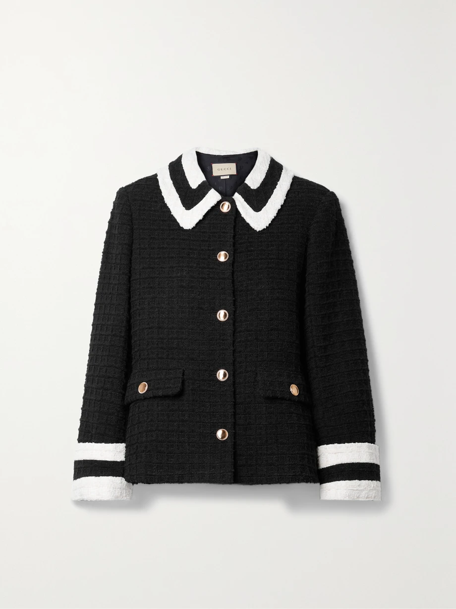 Two-tone cotton-blend tweed jacket