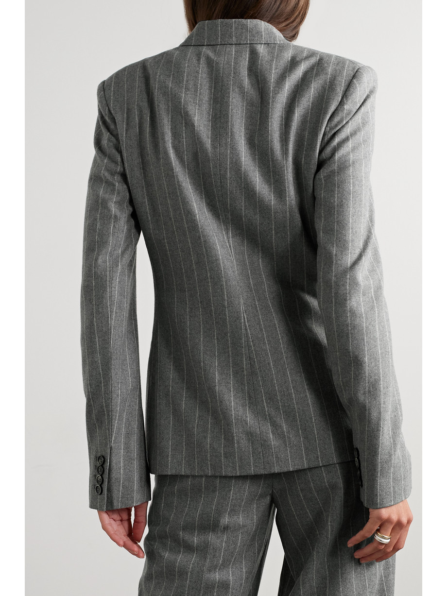 Safford double-breasted pinstriped wool blazer