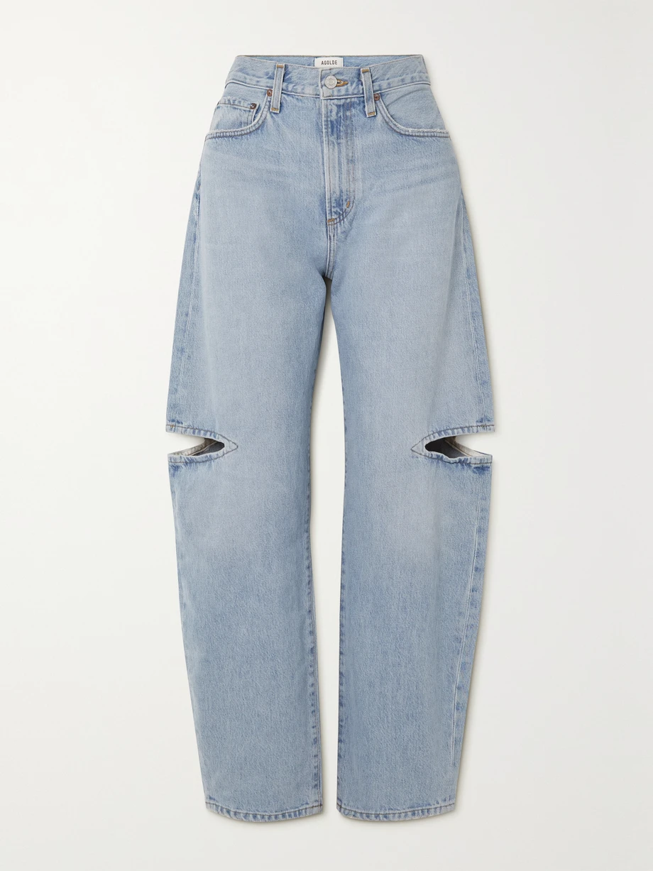 Sanna Slice cutout high-rise tapered organic jeans