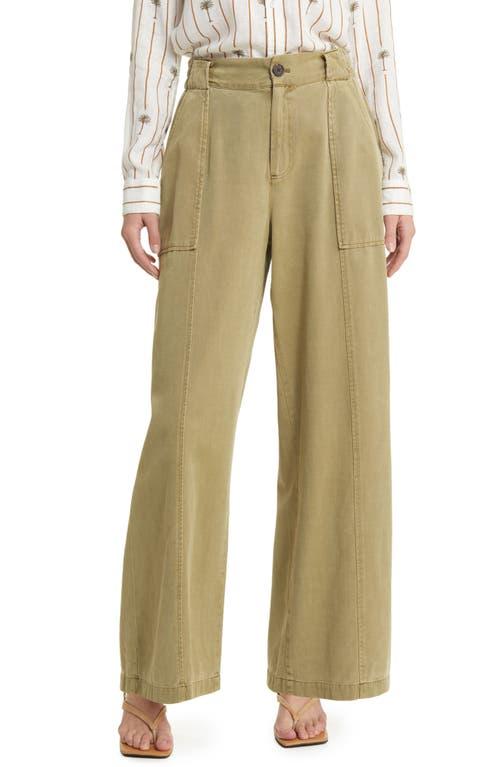 greer cotton blend straight leg pants in canteen