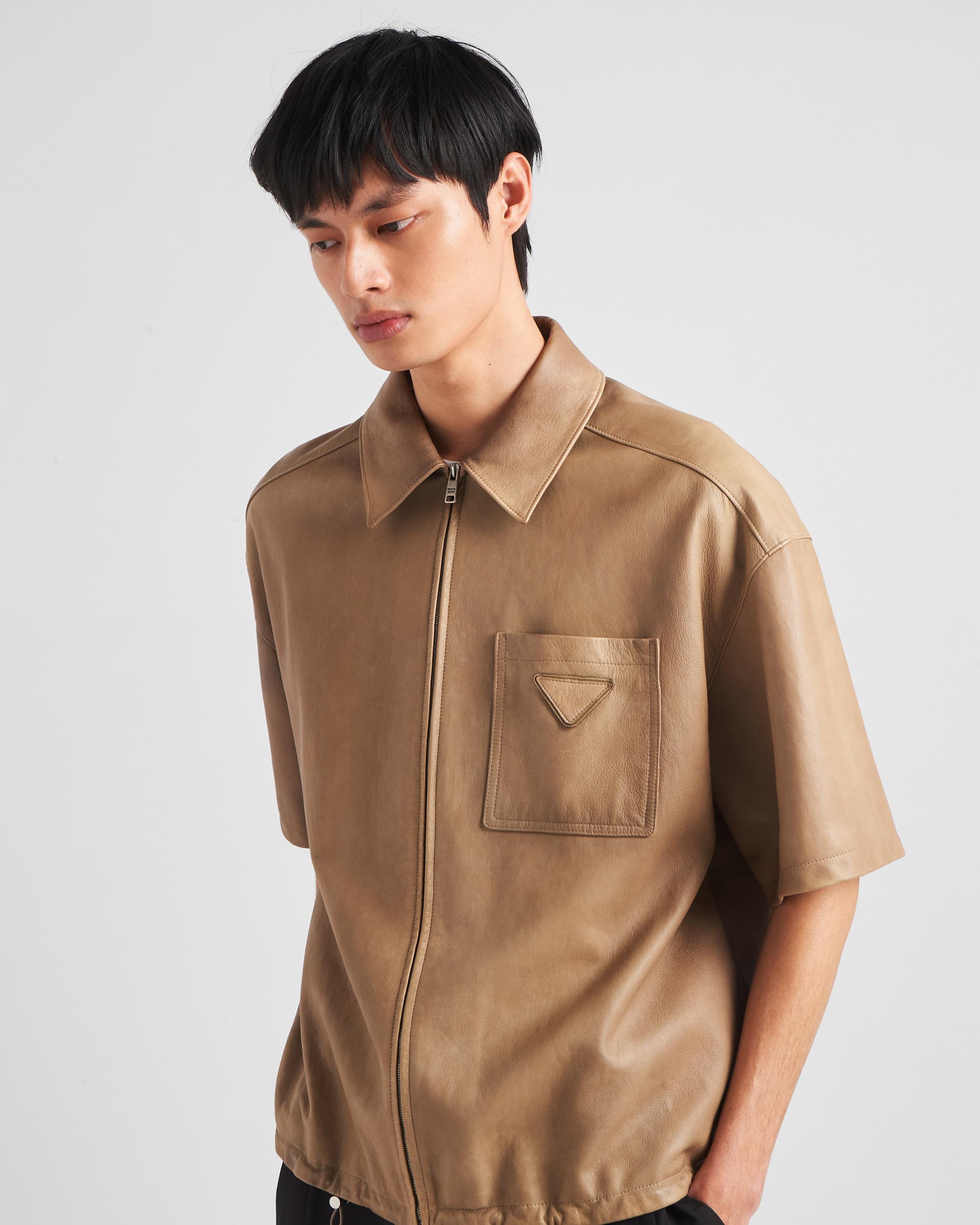 logo-patch lambskin shirt