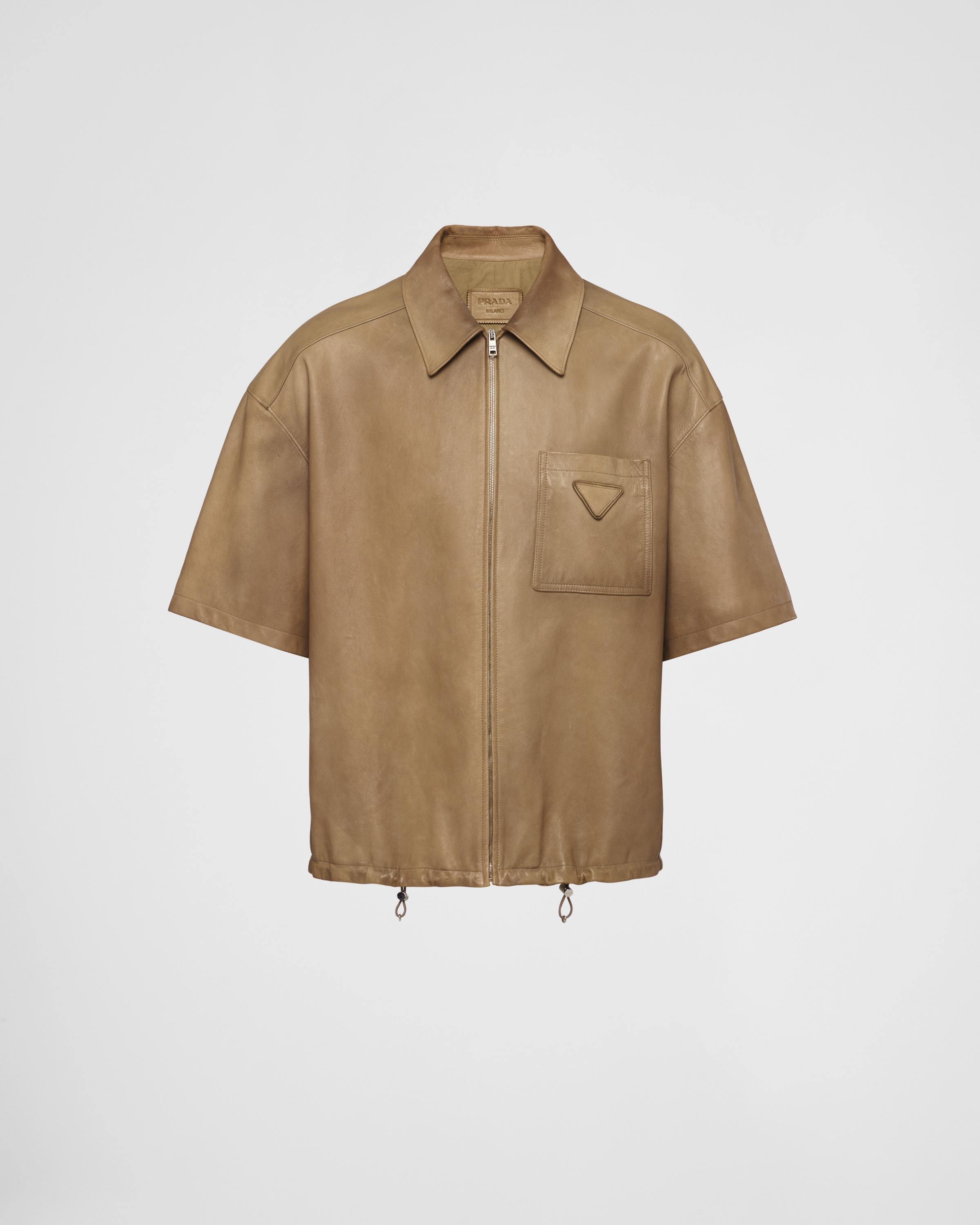 logo-patch lambskin shirt