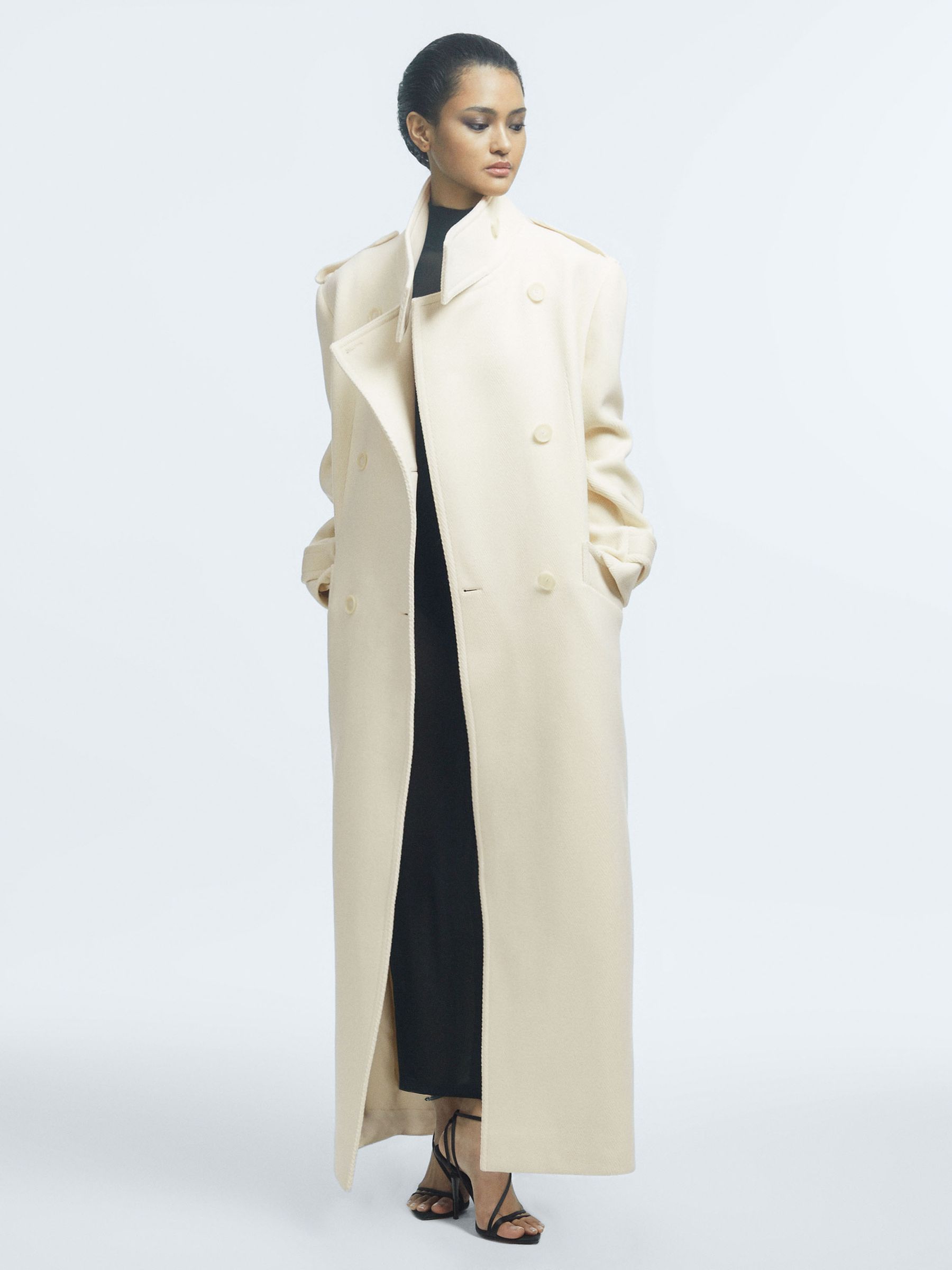 Taylor Cream Oversized Wool Double Breasted Long Coat