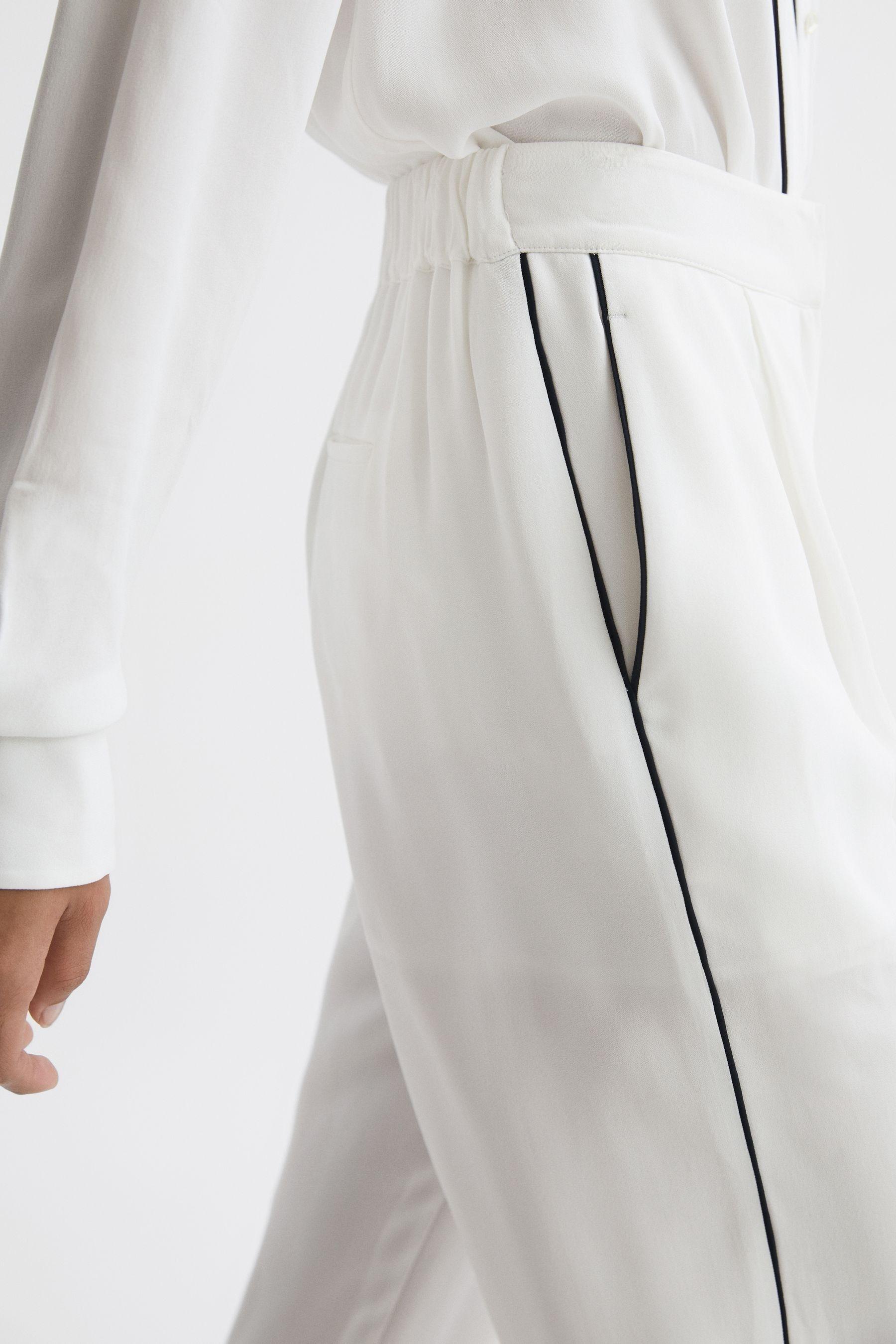 Mid Rise Wide Leg Trousers in Ivory