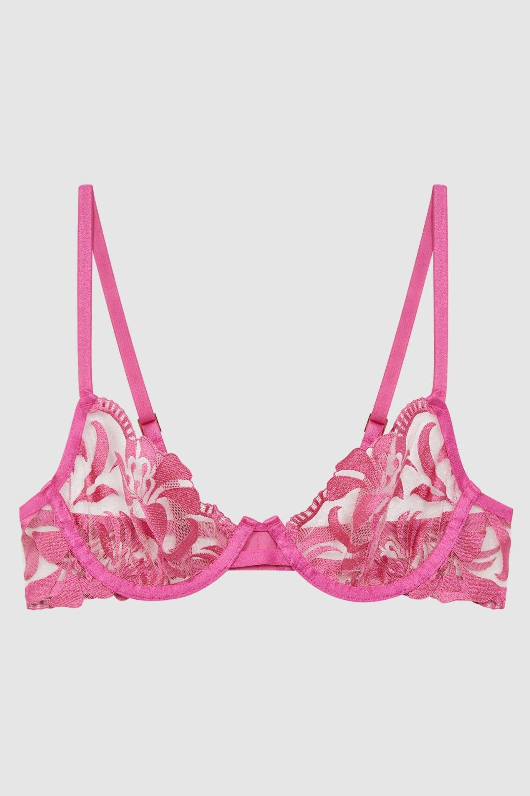 Bluebella Mesh Embroidered Bra in Fuchsia Pink