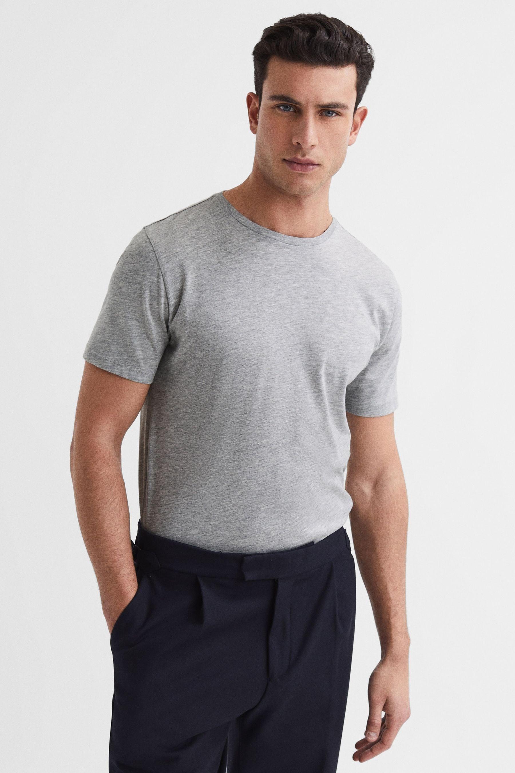 Crew Neck T-Shirt in Grey Marl