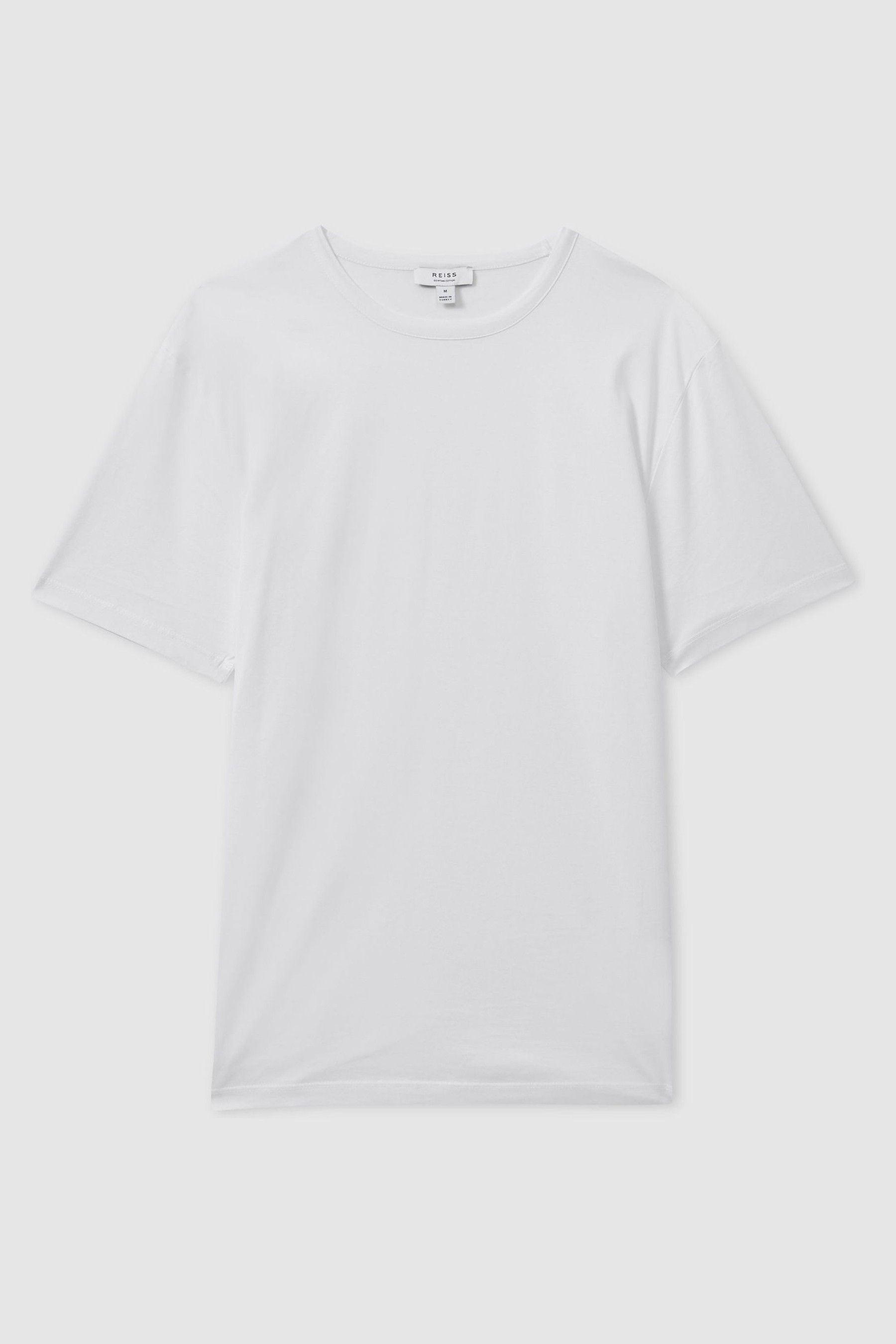 Mercerised Cotton Crew Neck T-Shirt in White