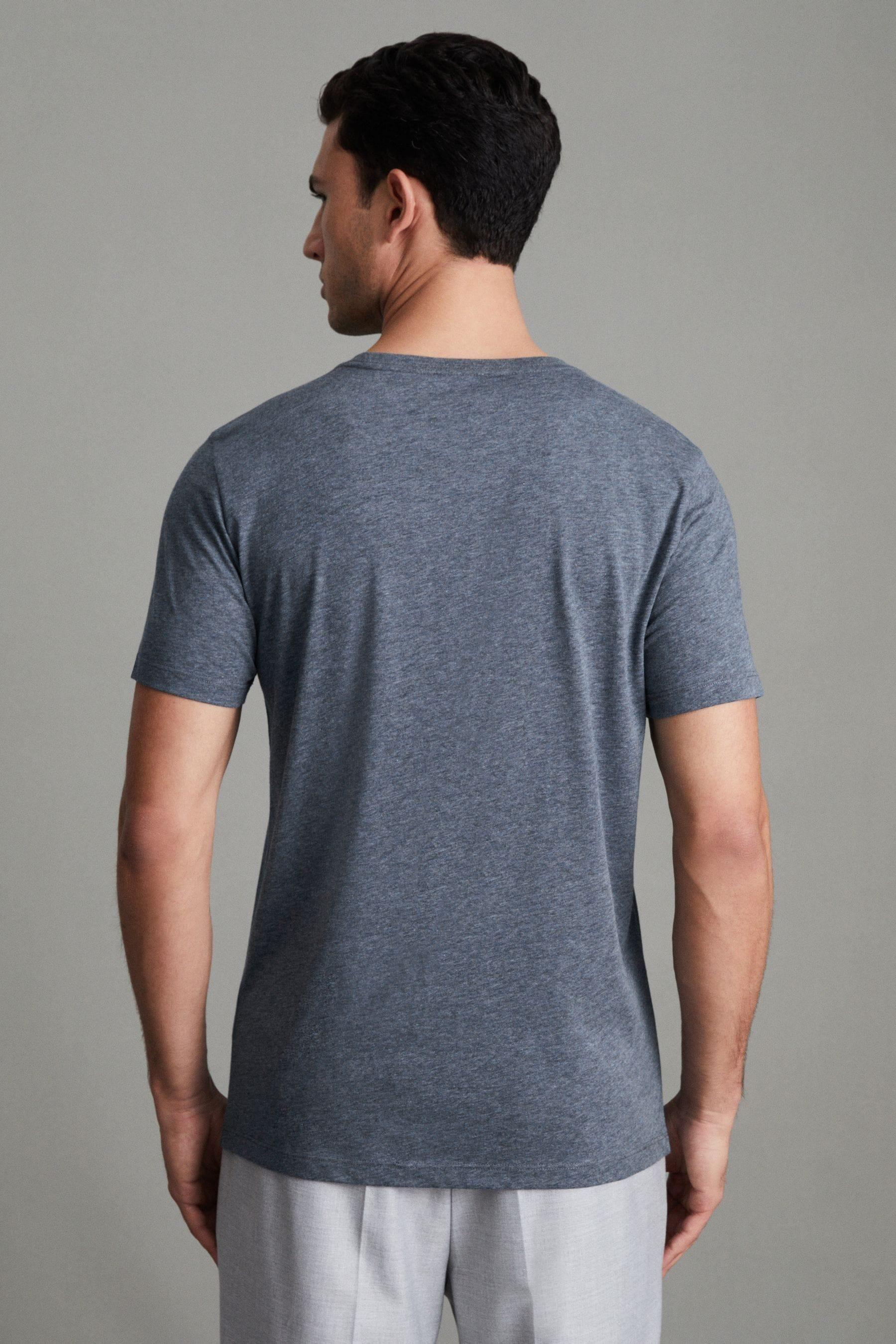 Crew Neck T-Shirt in Airforce Blue Melange