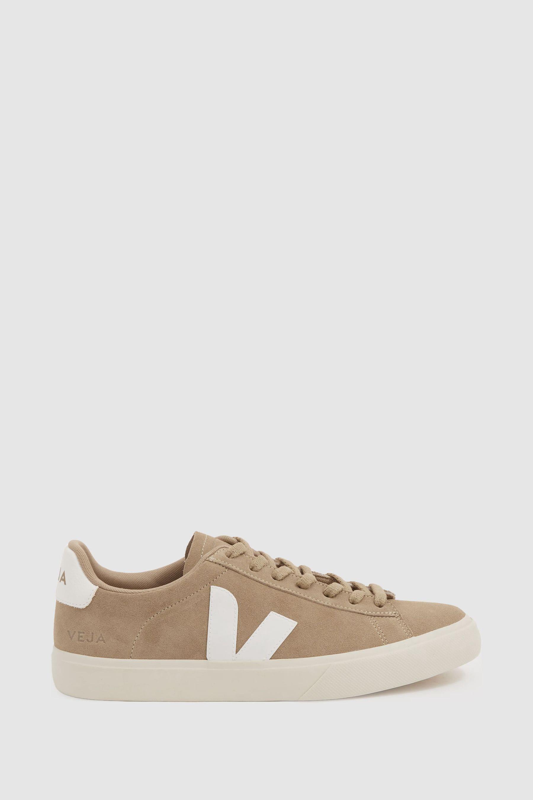 Veja Leather Suede Logo Trainers in Dune Cream