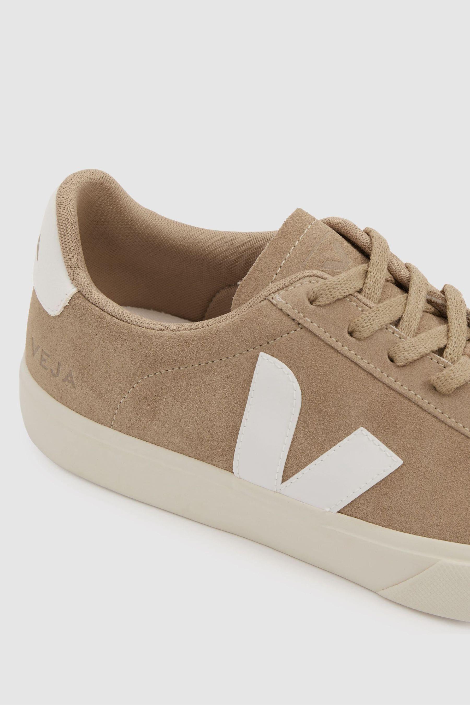 Veja Leather Suede Logo Trainers in Dune Cream