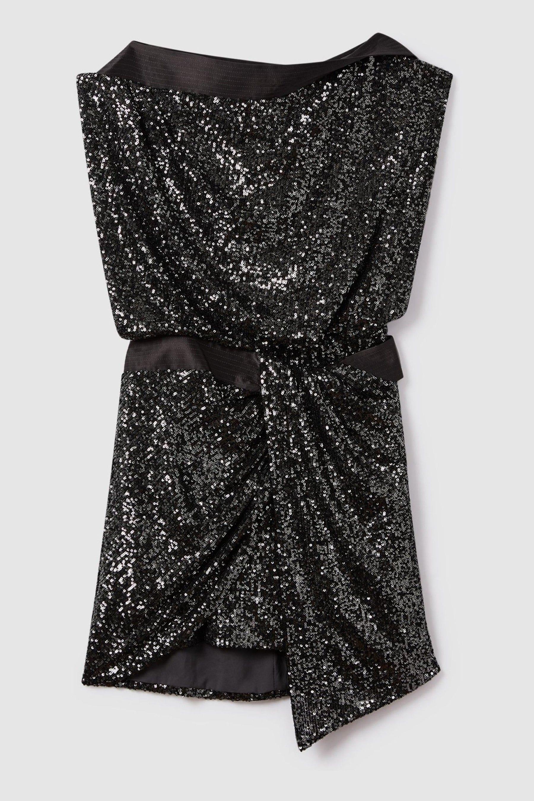 Halston Sequin Mini Dress in Ash