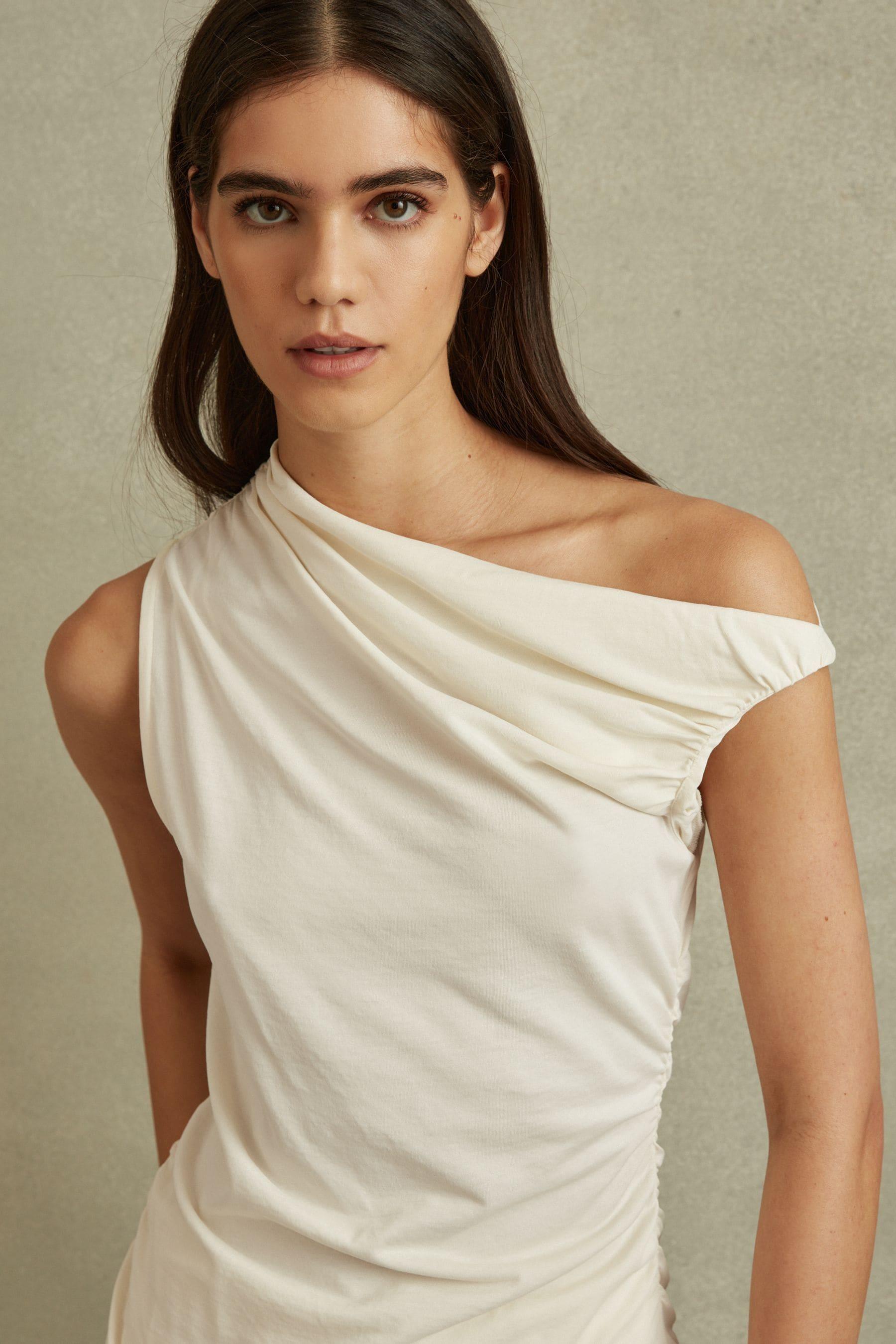 Ruched Off-The-Shoulder Top in Ivory