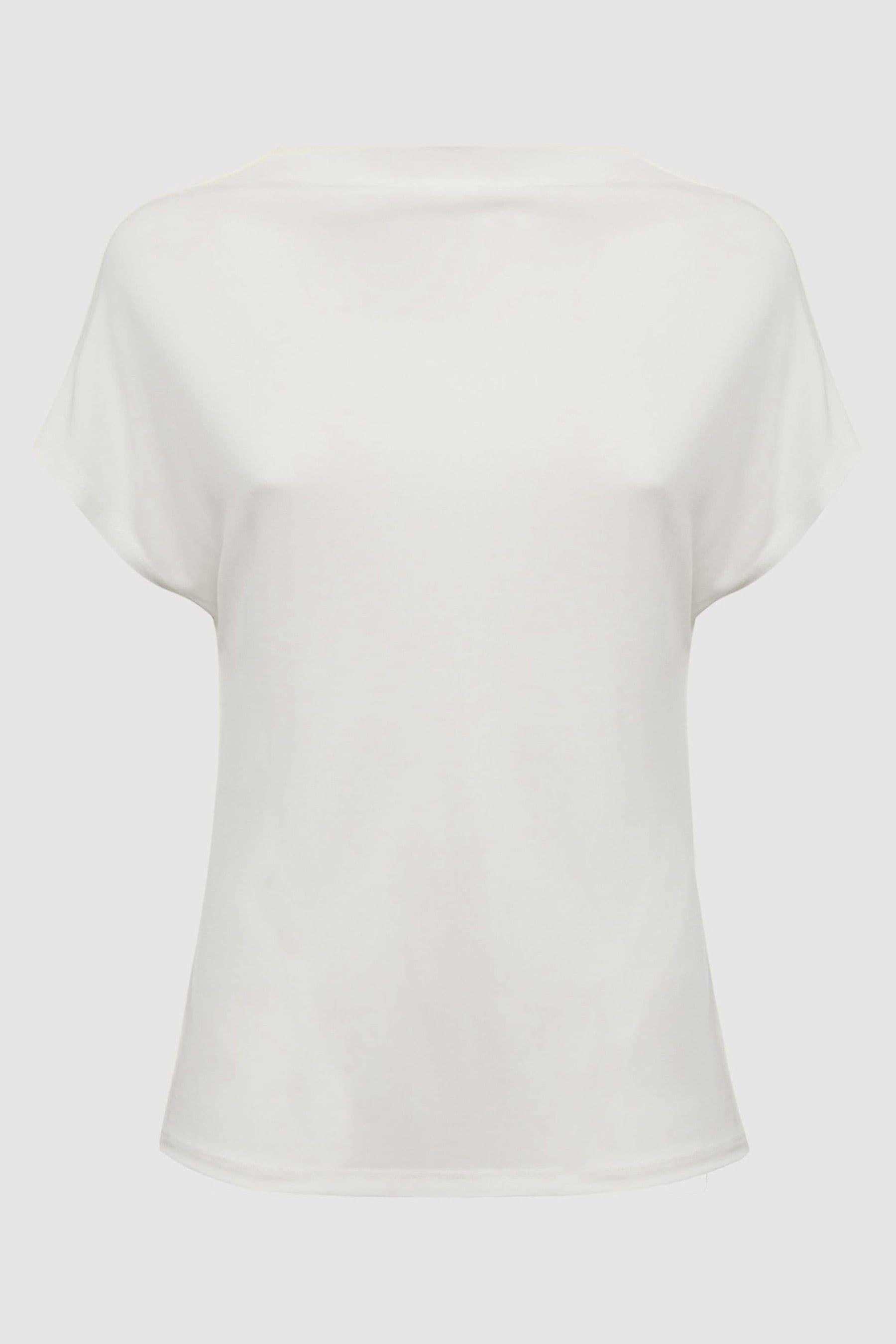 High Neck Jersey Top in Cream