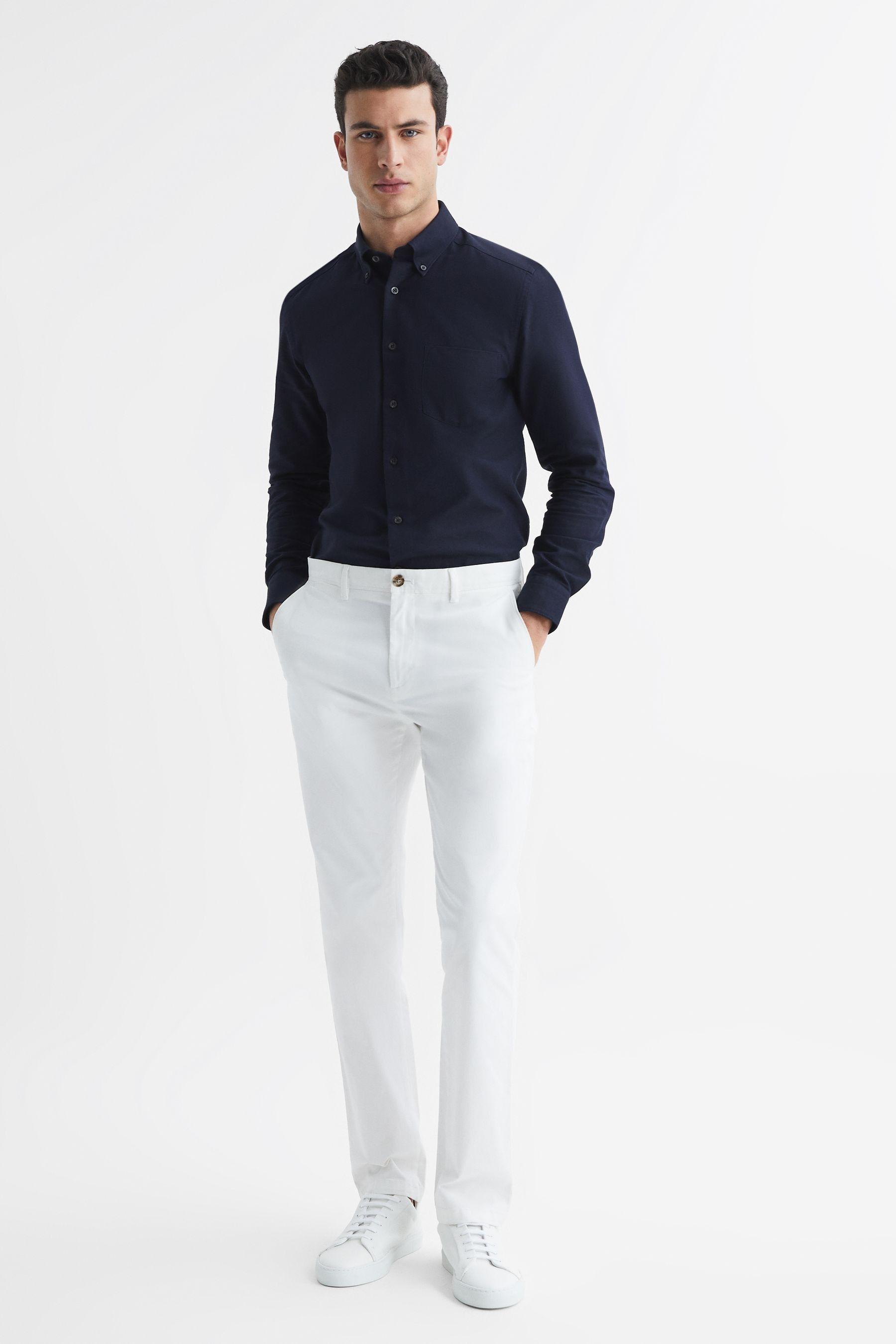 Slim Fit Cotton Oxford Shirt in Navy