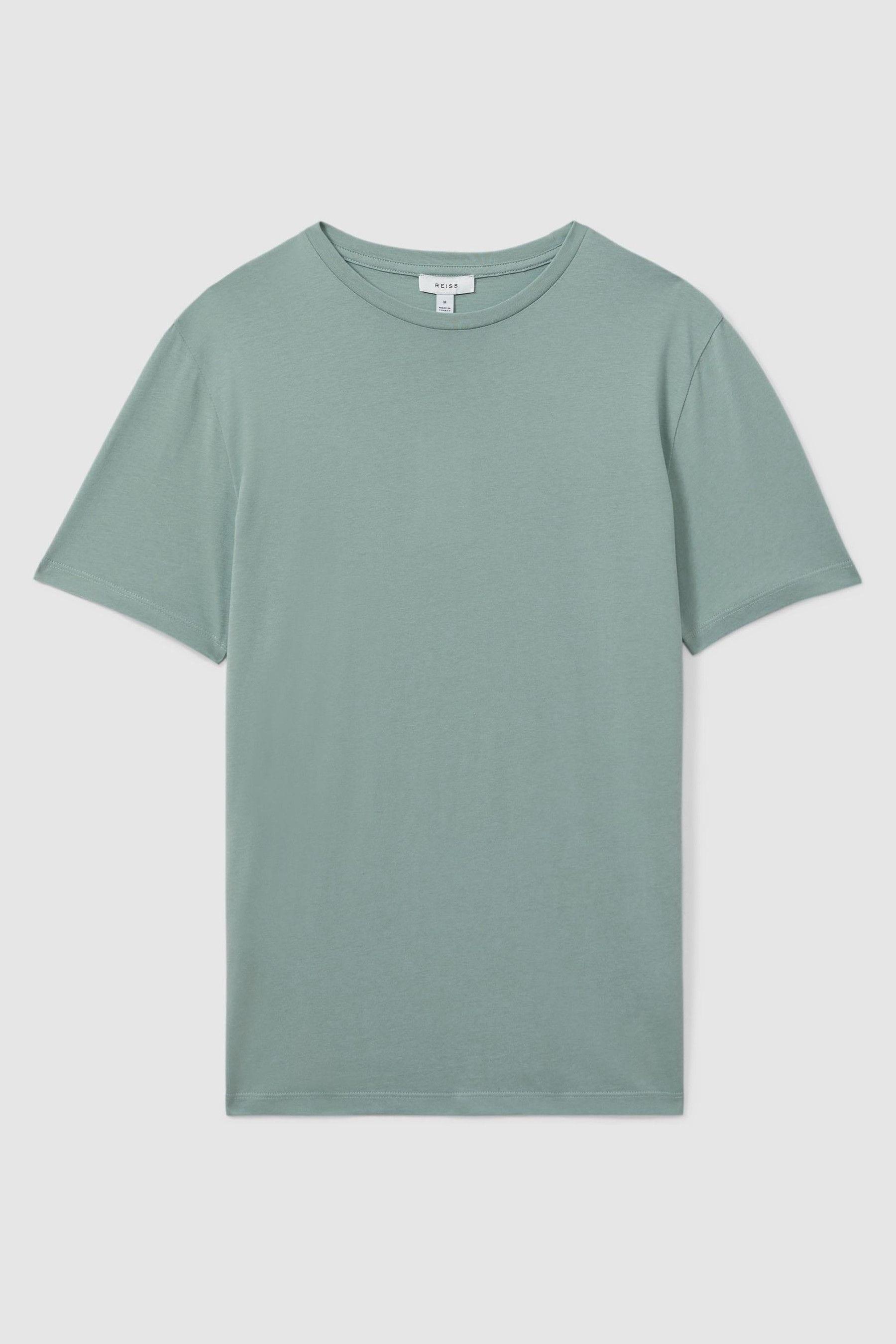 Cotton Crew Neck T-Shirt in Aqua Blue