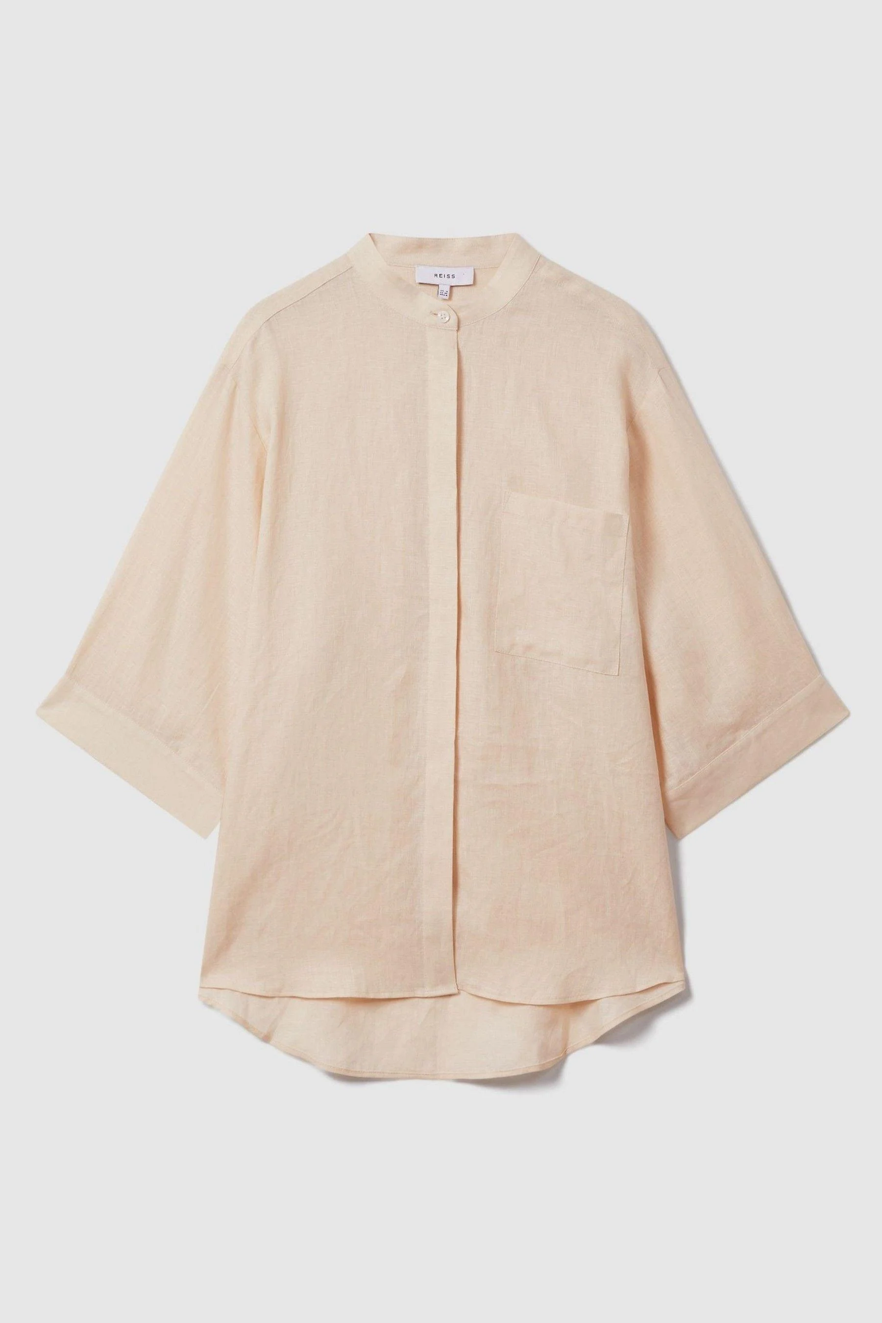 Relaxed Sleeve 100% Linen Shirt in Blush