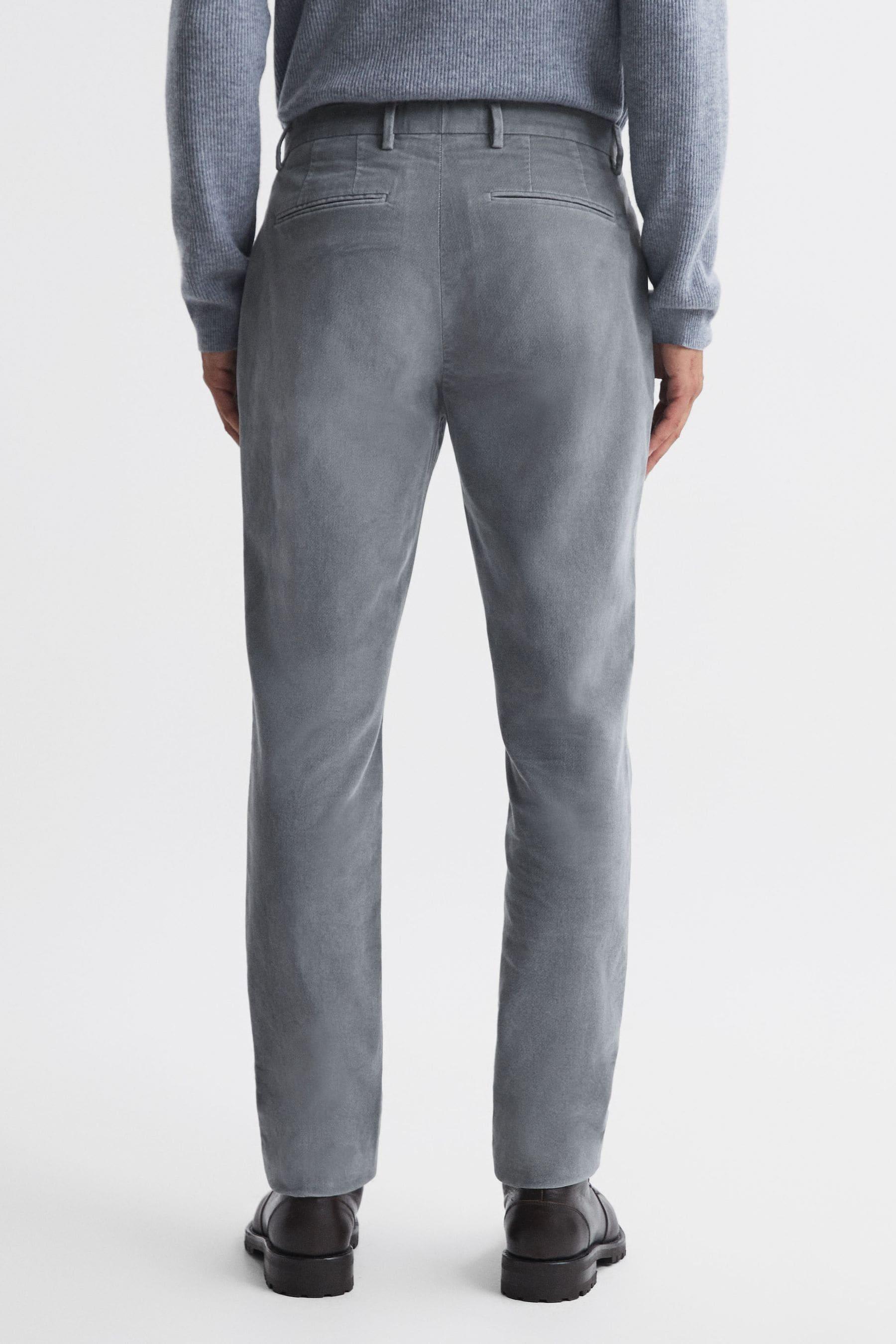 Slim Fit Brushed Cotton Trousers in Grey