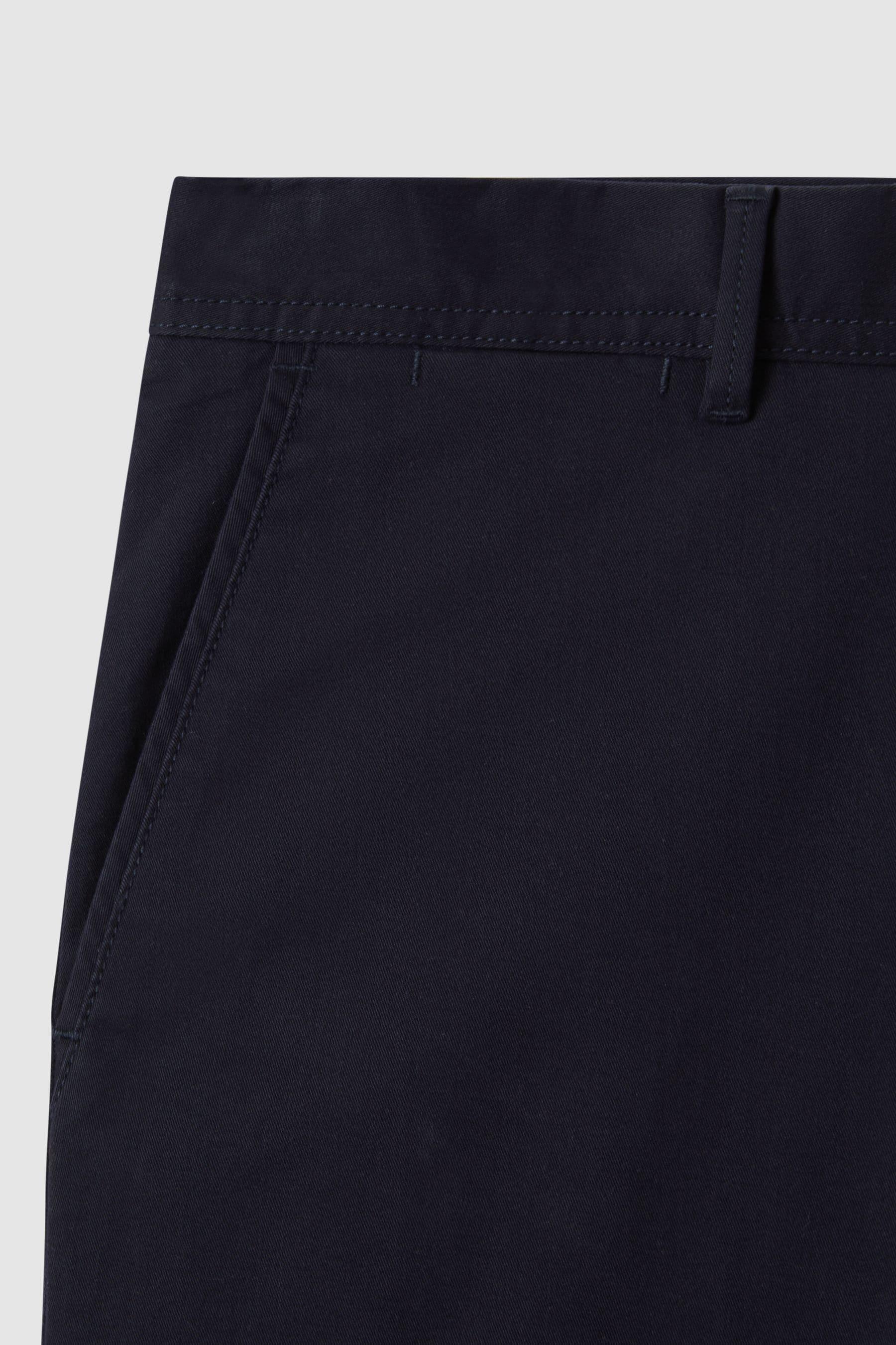 Slim Fit Washed Cotton Blend Chinos in Navy