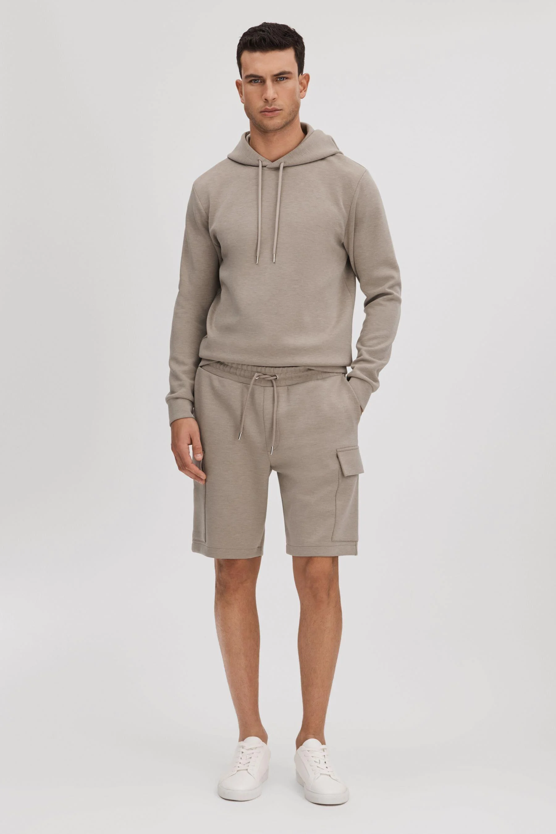 Interlock Jersey Drawstring Shorts in Taupe