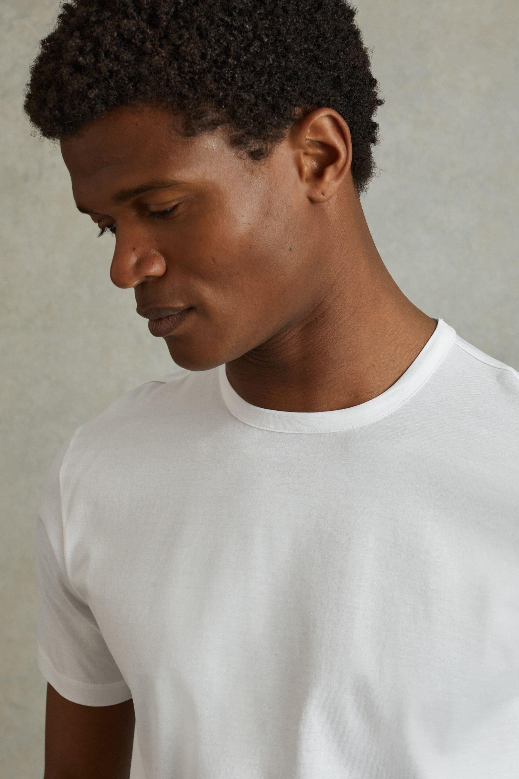 Mercerised Cotton Crew Neck T-Shirt in White