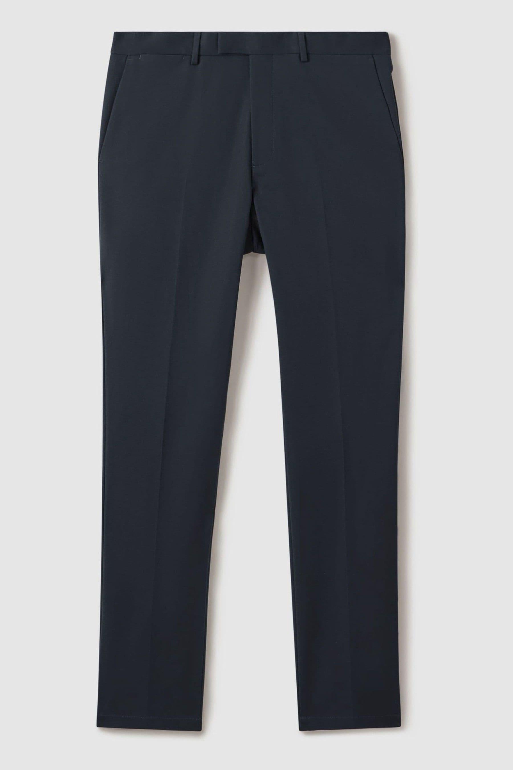 Slim Fit Cotton Blend Chinos in Steel Blue