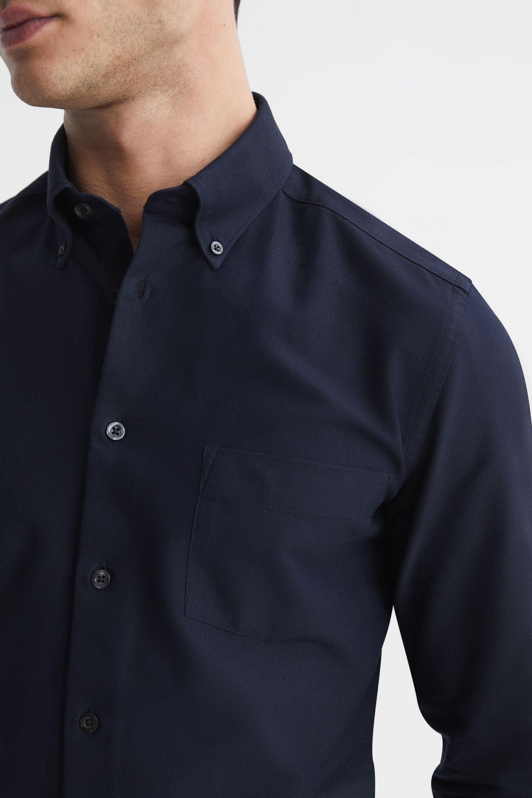 Slim Fit Cotton Oxford Shirt in Navy