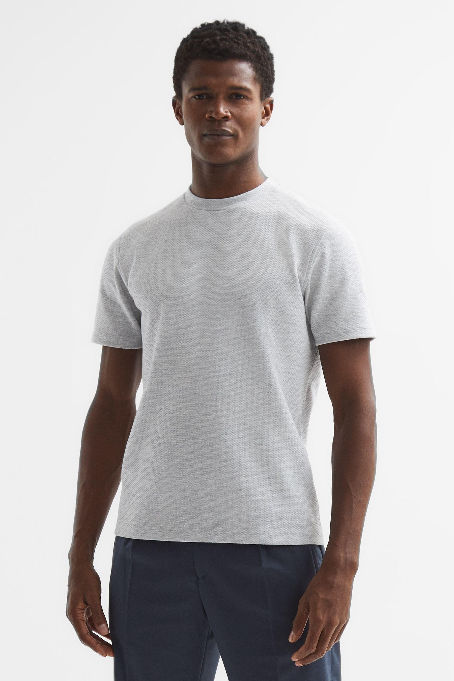 Slim Fit Honeycomb T-Shirt in Grey Melange