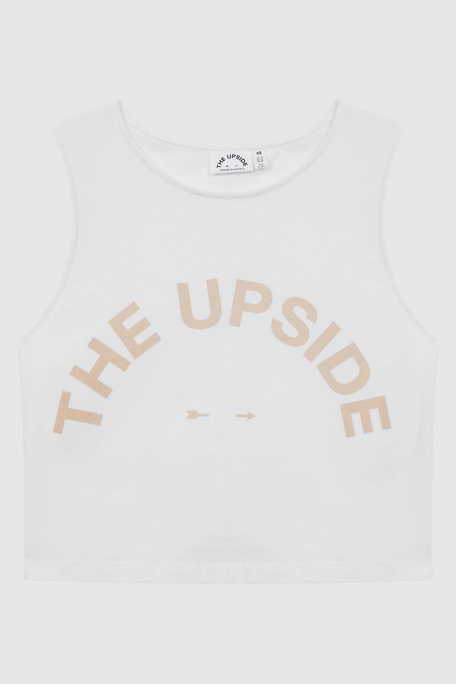 The Upside Sleeveless Crew Neck Cropped Vest in White