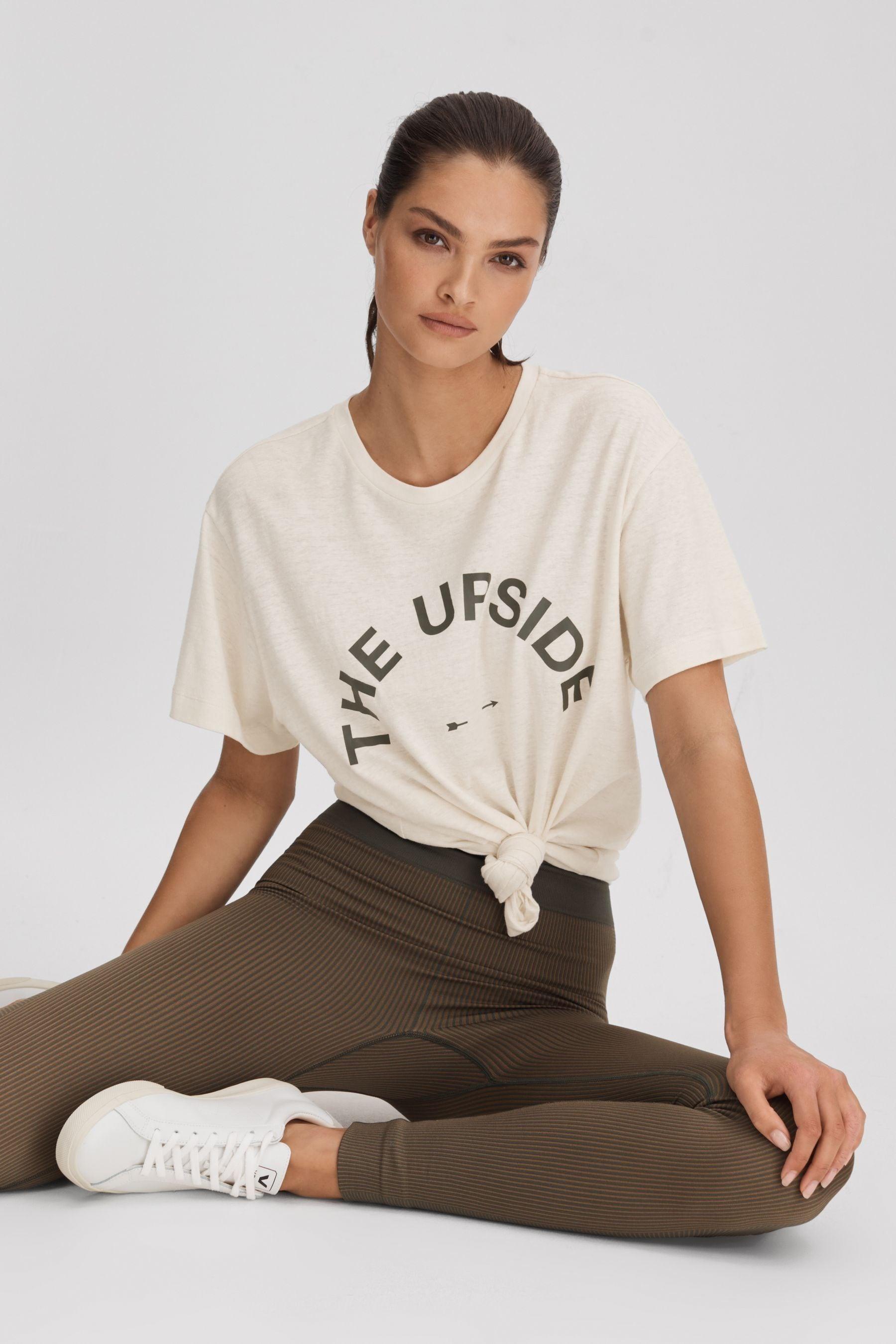 Logo Tee Natural The Upside Marled Crew-Neck T-Shirt