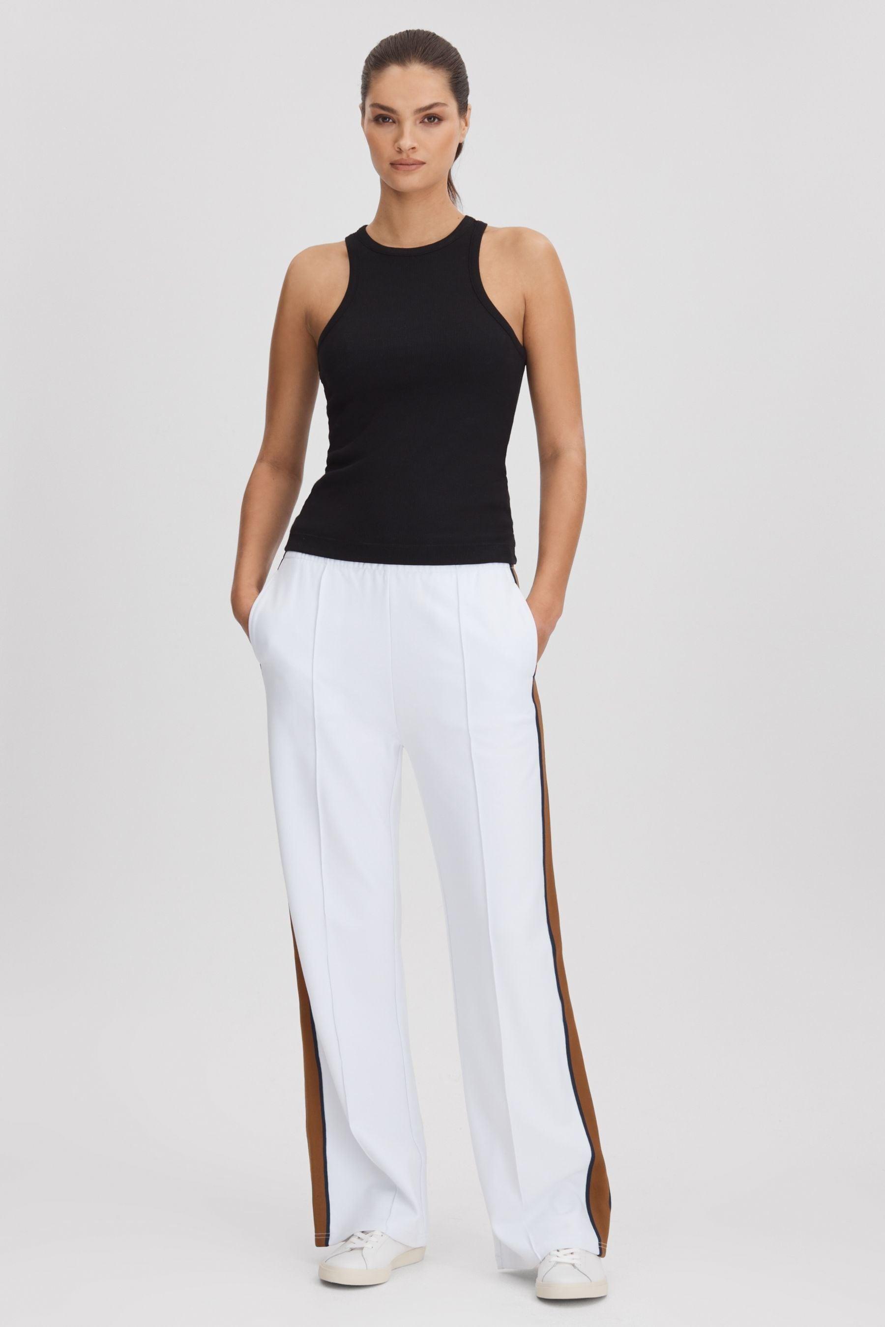 The Upside Elasticated Waist Side Stripe Joggers in White