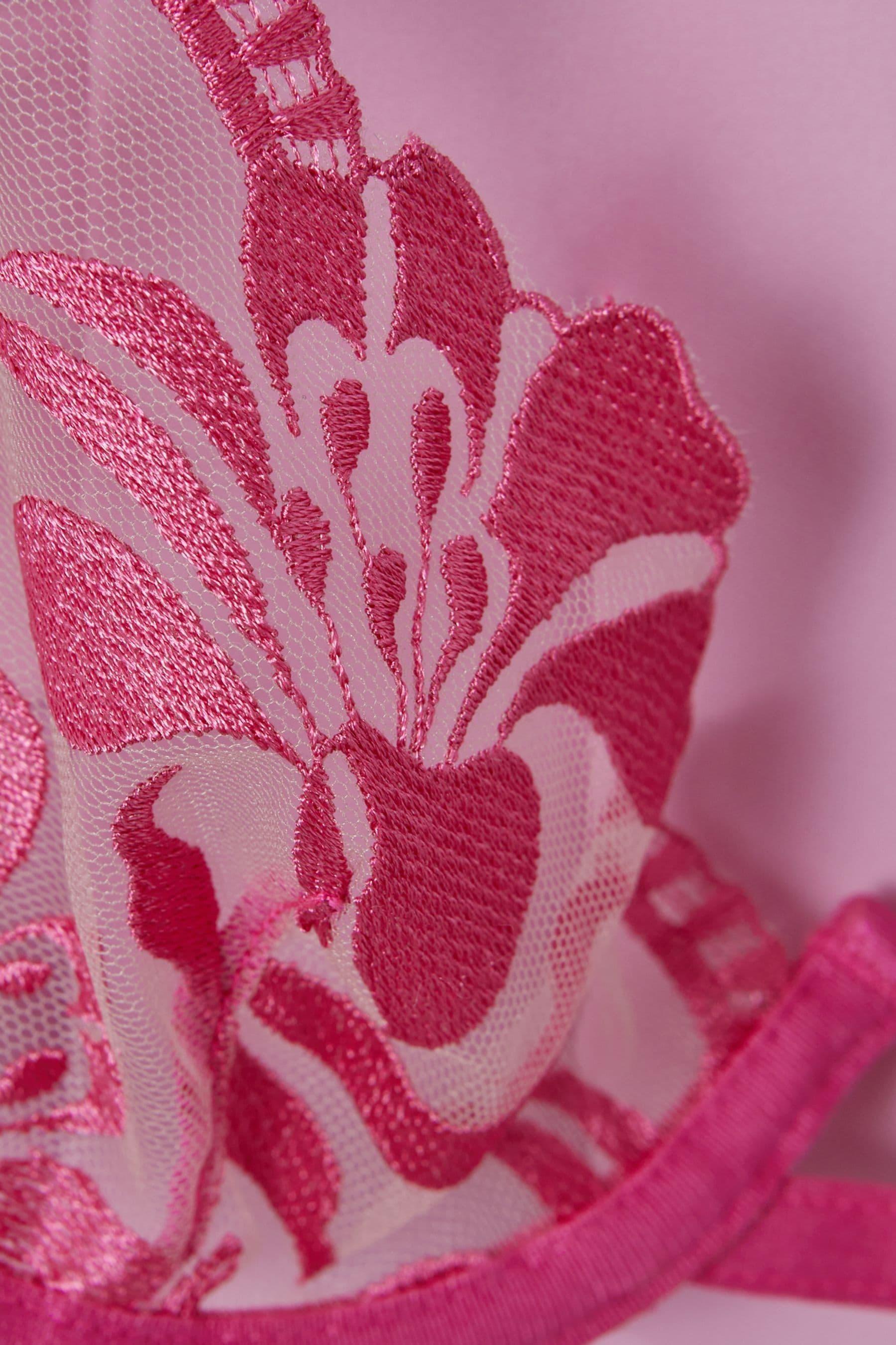 Bluebella Mesh Embroidered Bra in Fuchsia Pink