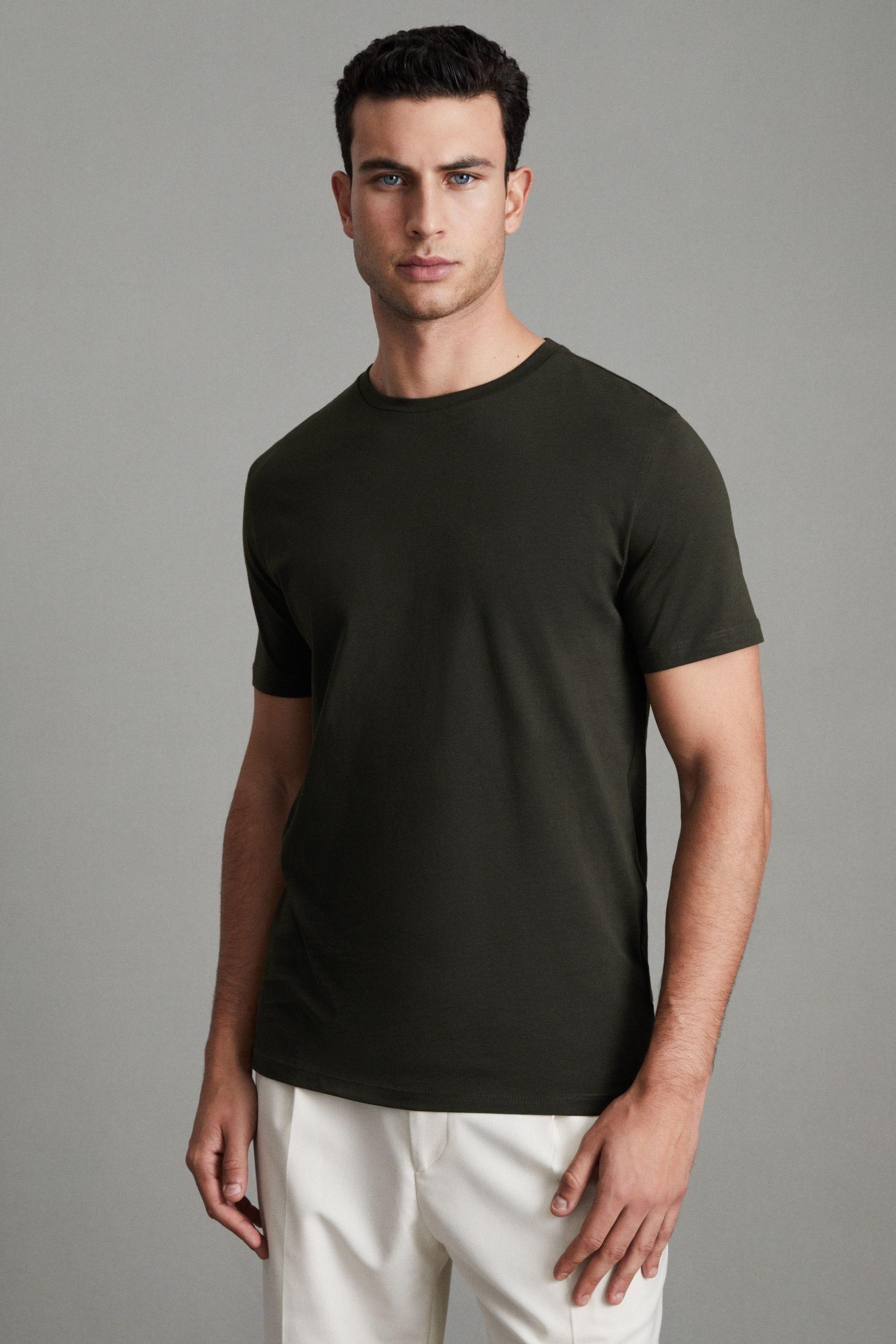 Crew Neck T-Shirt in Oxidised Green