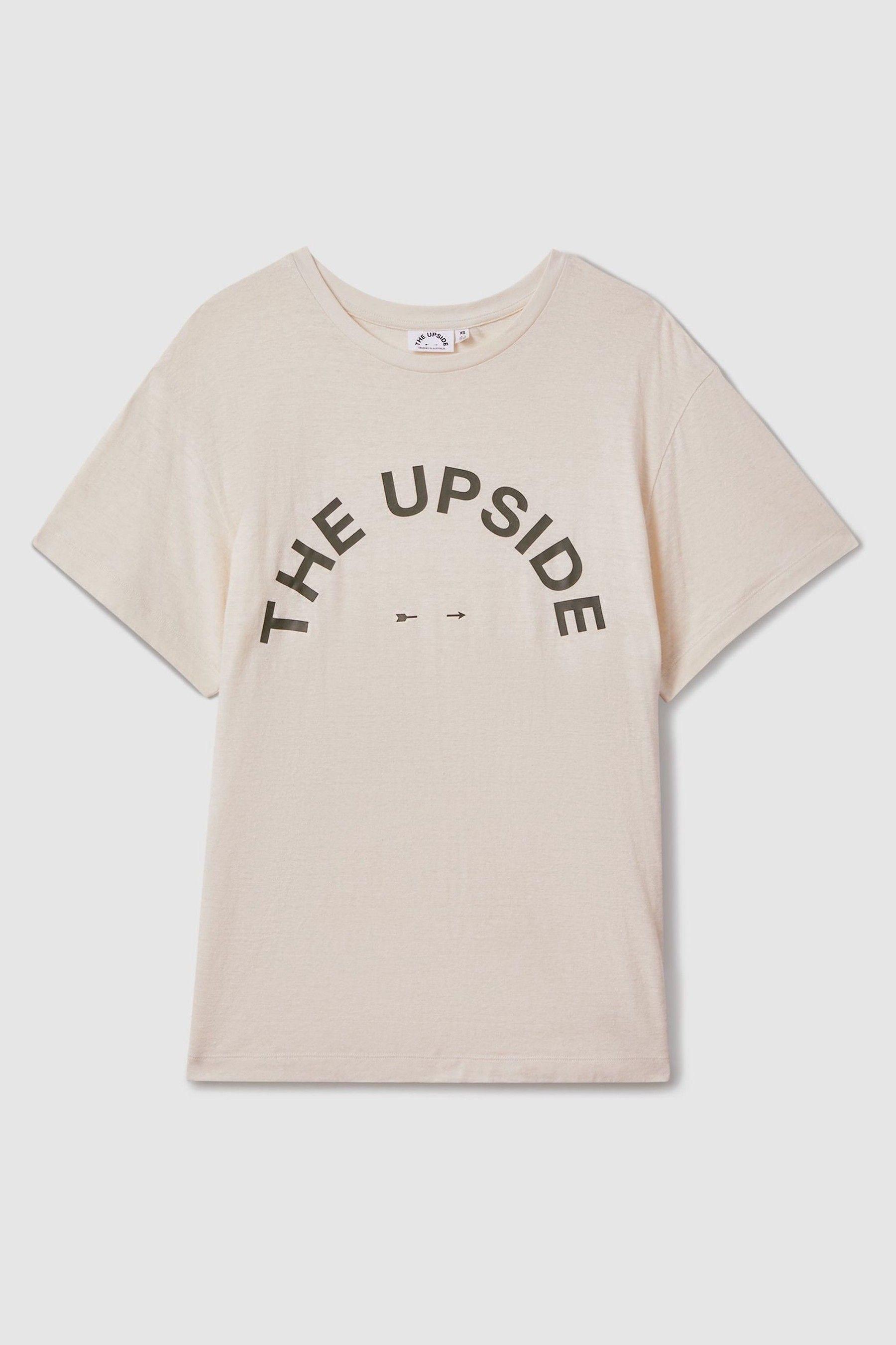 Logo Tee Natural The Upside Marled Crew-Neck T-Shirt