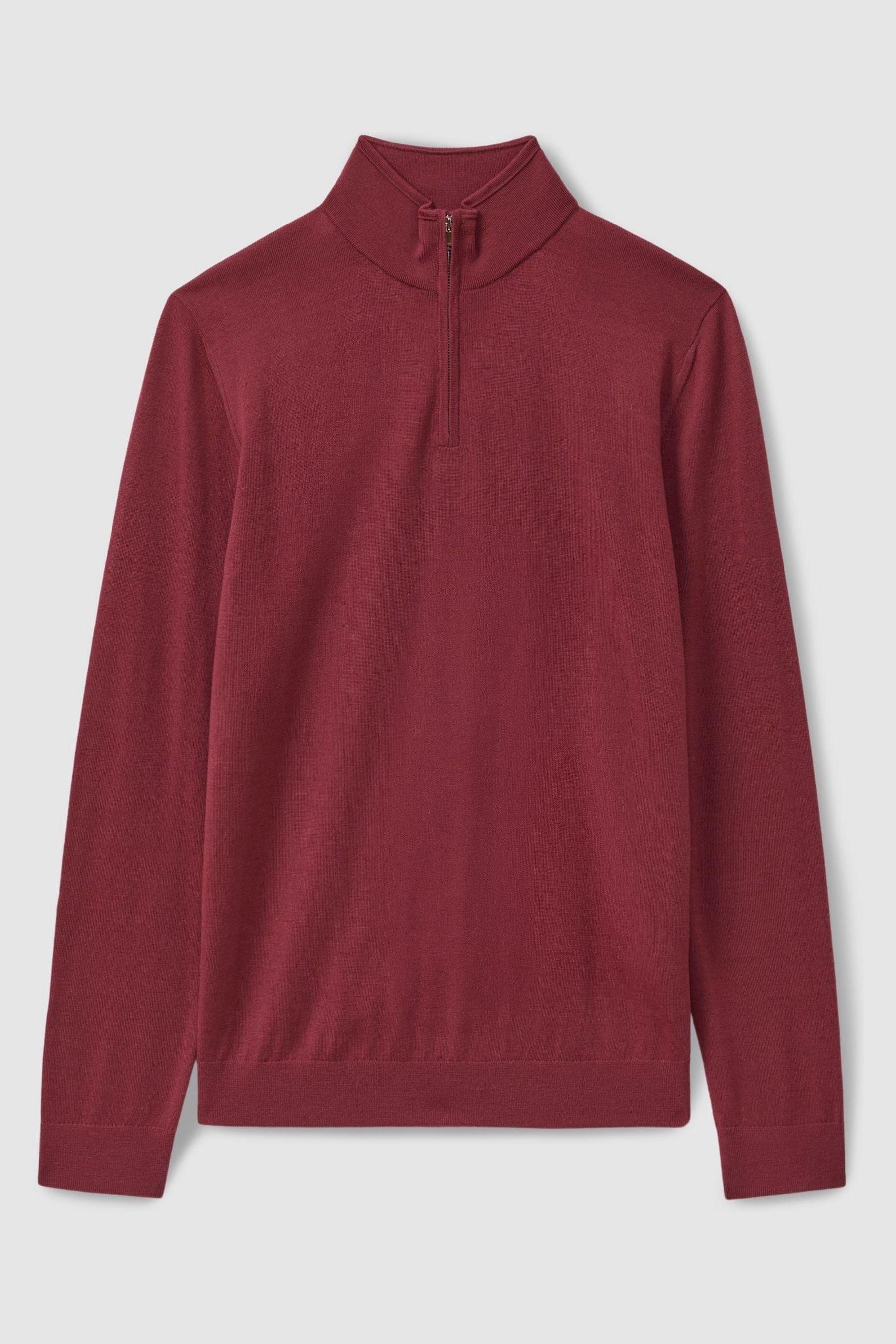 Merino Wool Half-Zip Funnel Neck Jumper in Cherry Pink