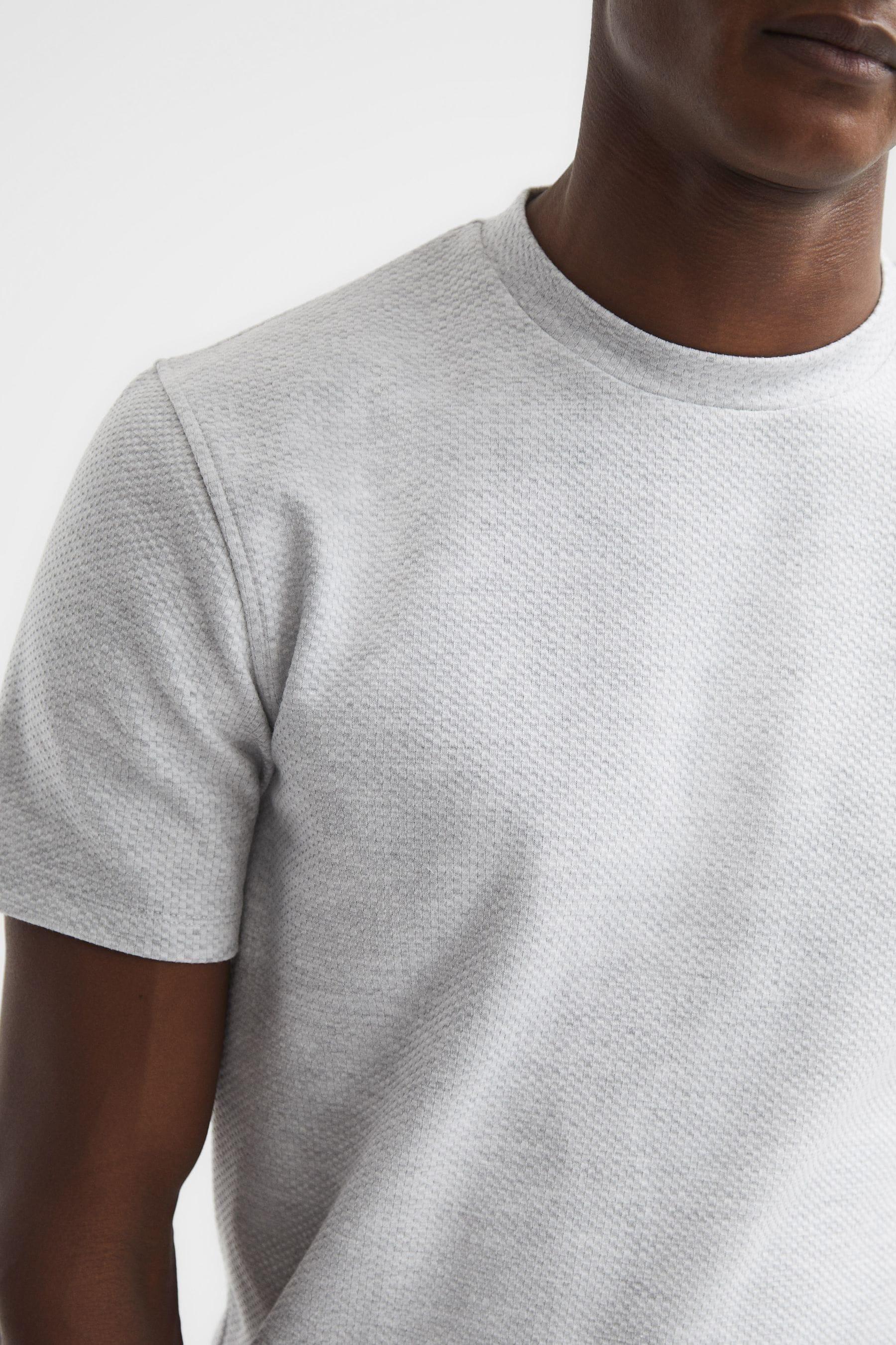 Slim Fit Honeycomb T-Shirt in Grey Melange