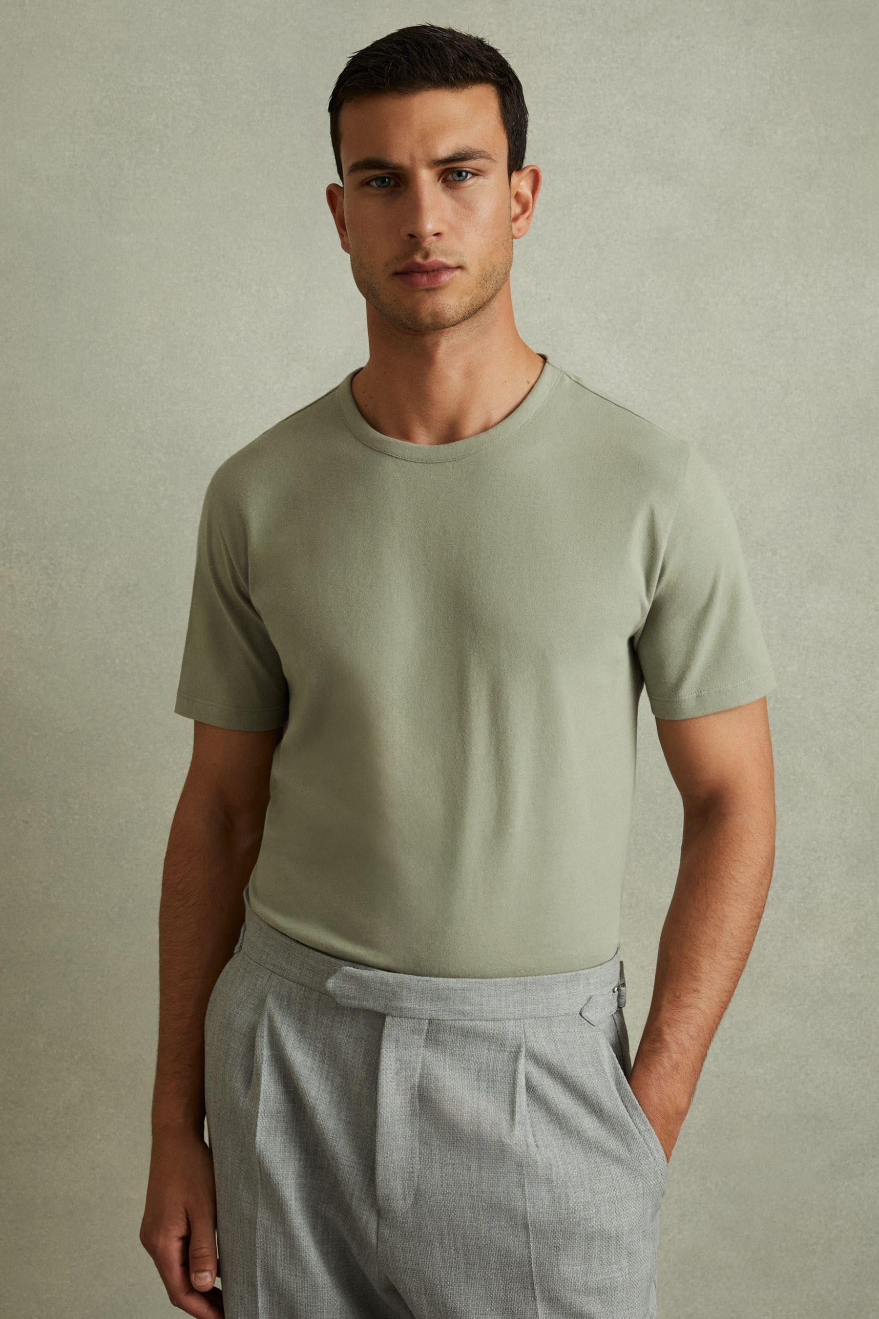 Cotton Crew Neck T-Shirt in Sage