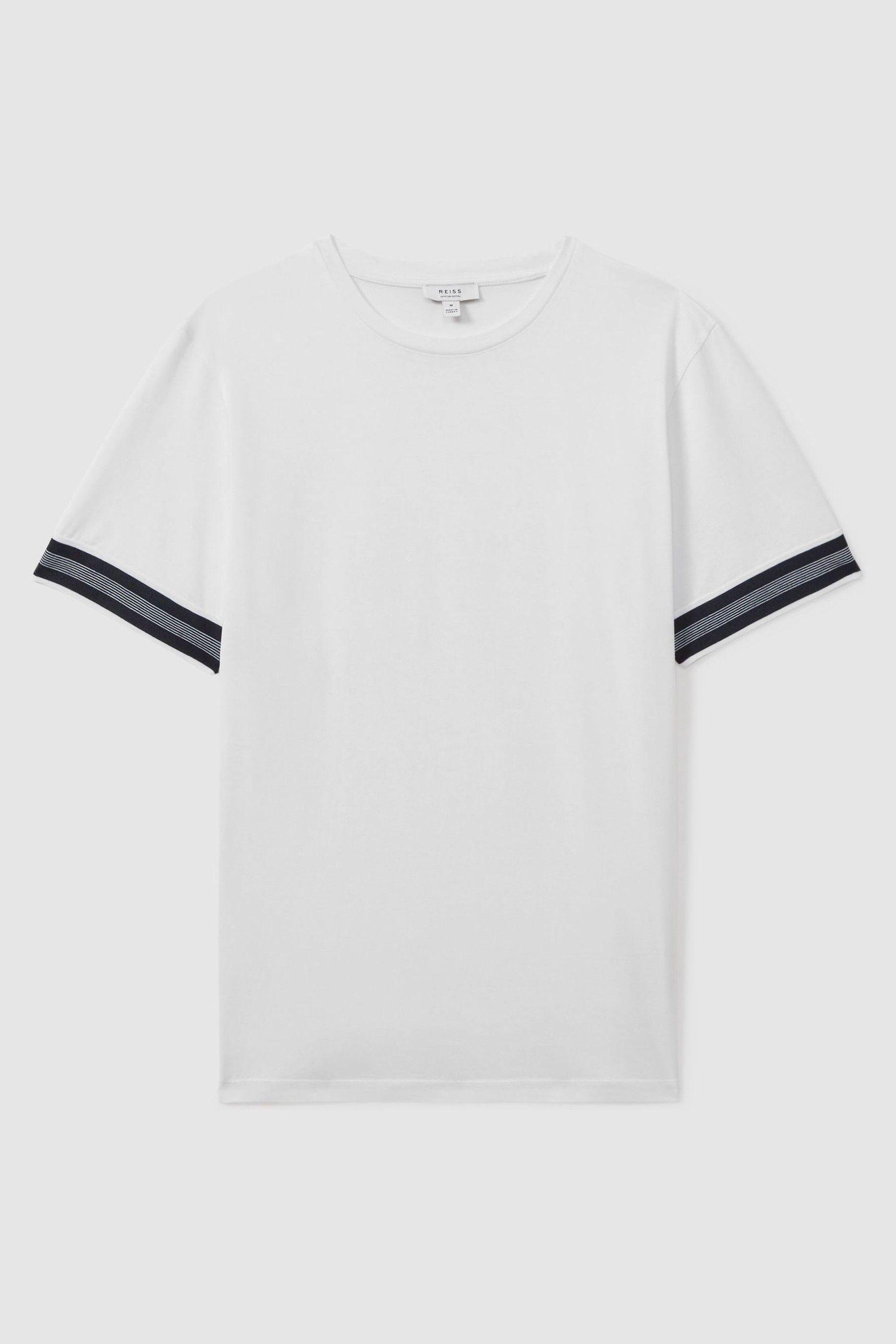 Mercerised Cotton Striped T-Shirt in White