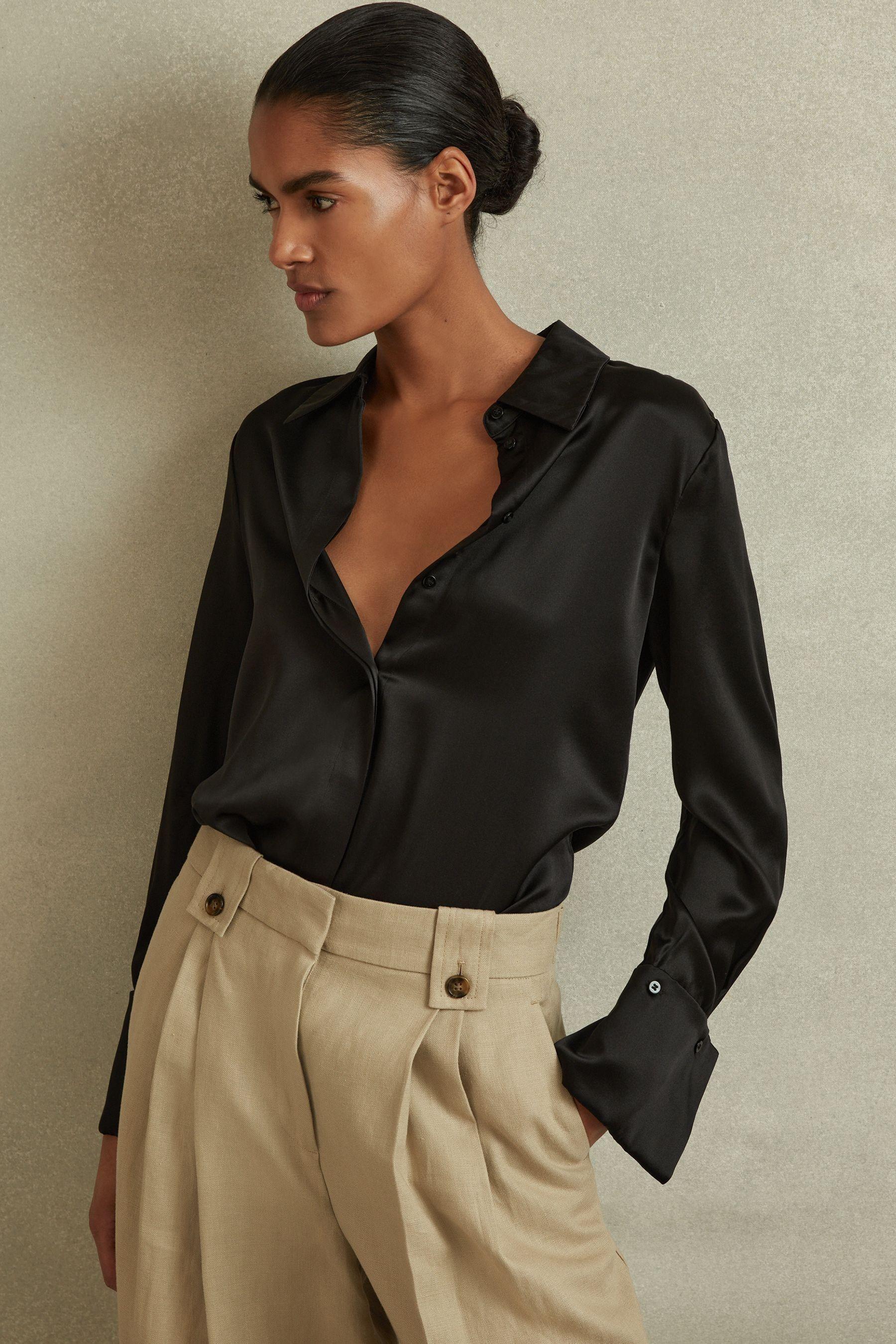 Petite Silk Shirt in Black