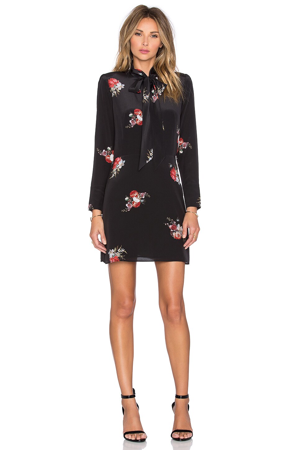 lace collar floral print dress